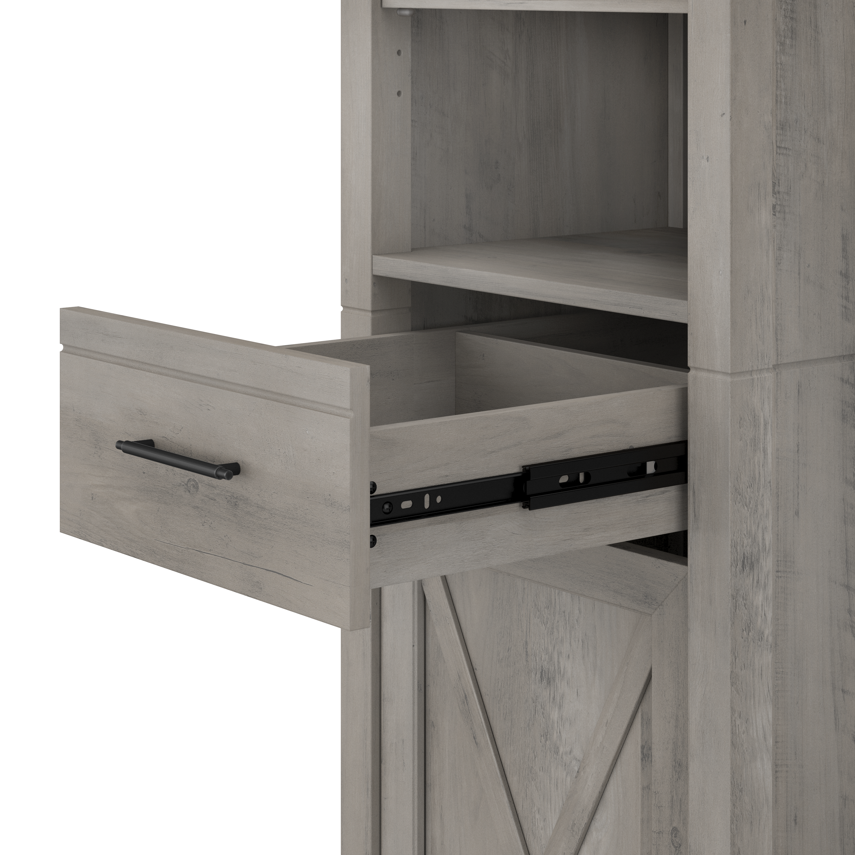 Shop Bush Furniture Key West Tall Narrow Bookcase Cabinet 04 KWS168DG-Z #color_driftwood gray