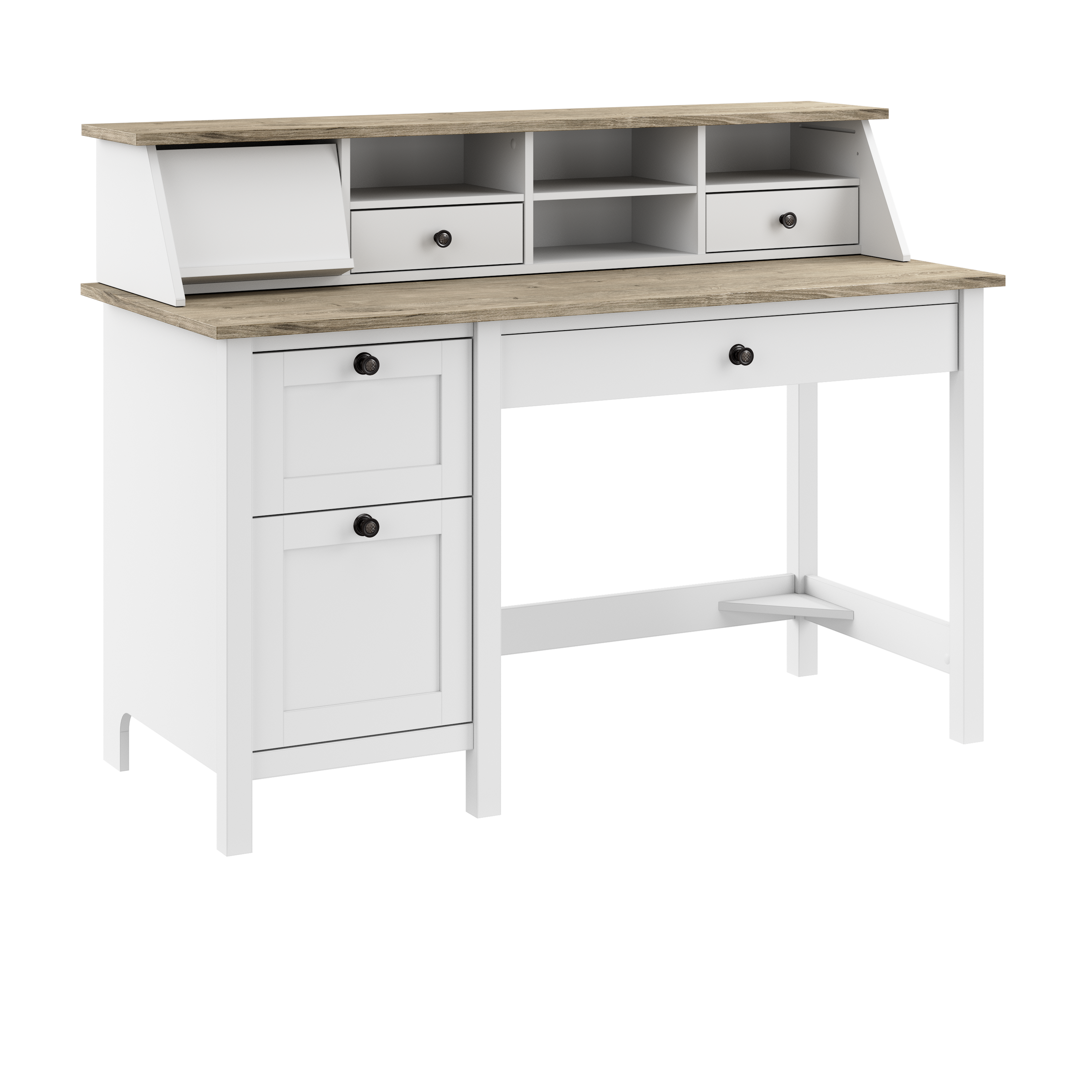 Shop Bush Furniture Mayfield 54W Computer Desk with Drawers and Desktop Organizer 02 MAY003GW2 #color_shiplap gray/pure white