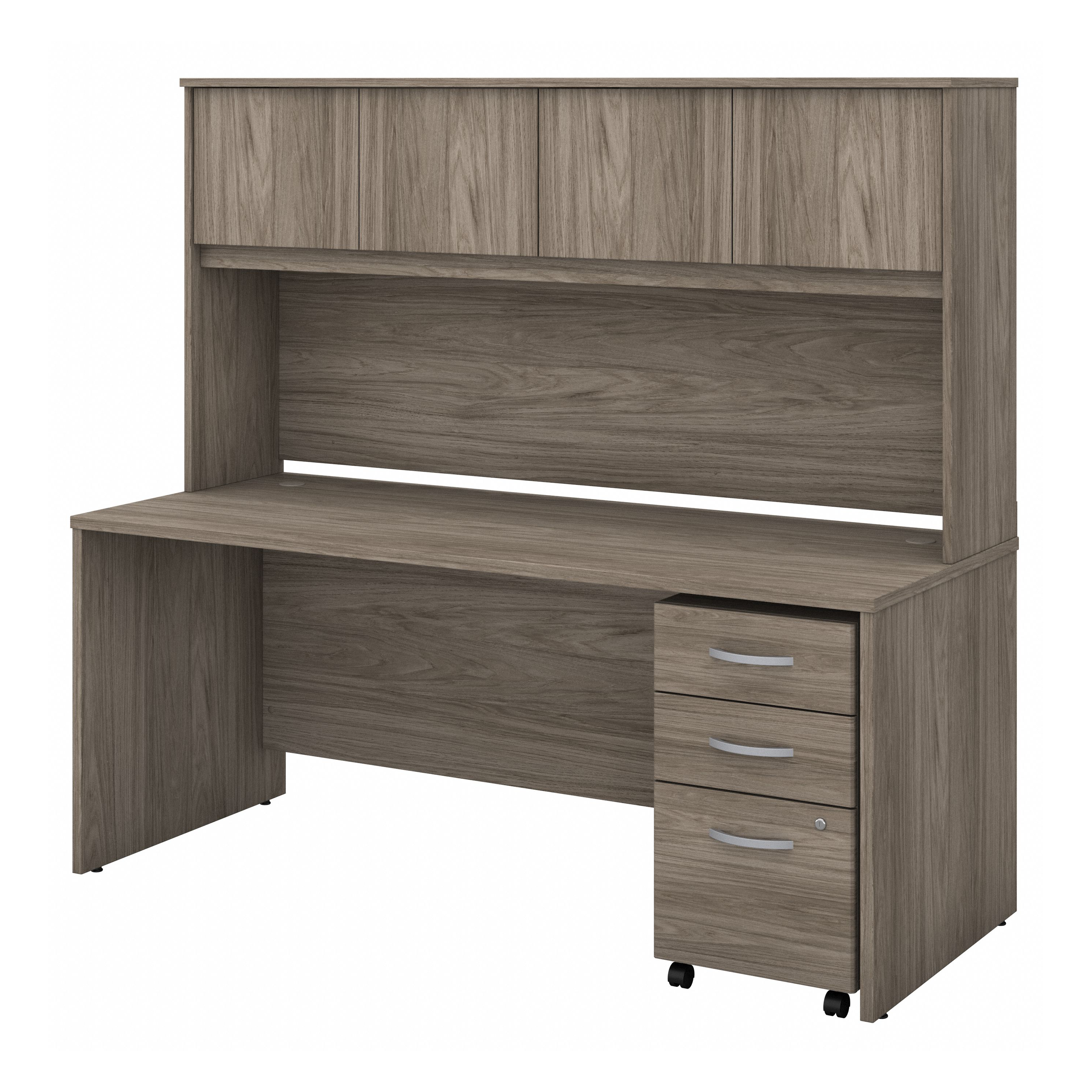 Shop Bush Business Furniture Studio C 72W x 30D Office Desk with Hutch and Mobile File Cabinet 02 STC011MHSU #color_modern hickory