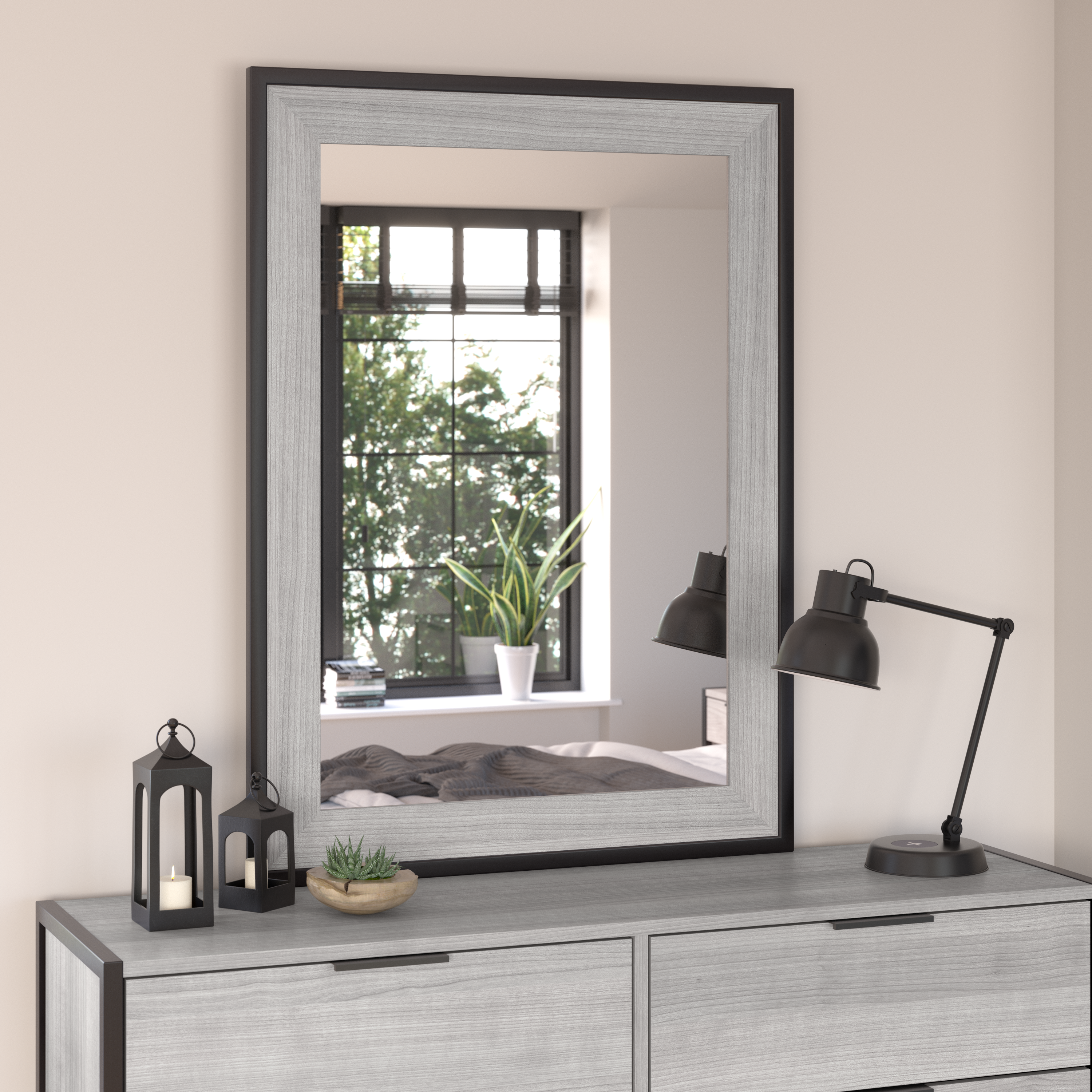 Shop Bush Furniture Atria Bedroom Mirror 01 ARA130PG #color_platinum gray