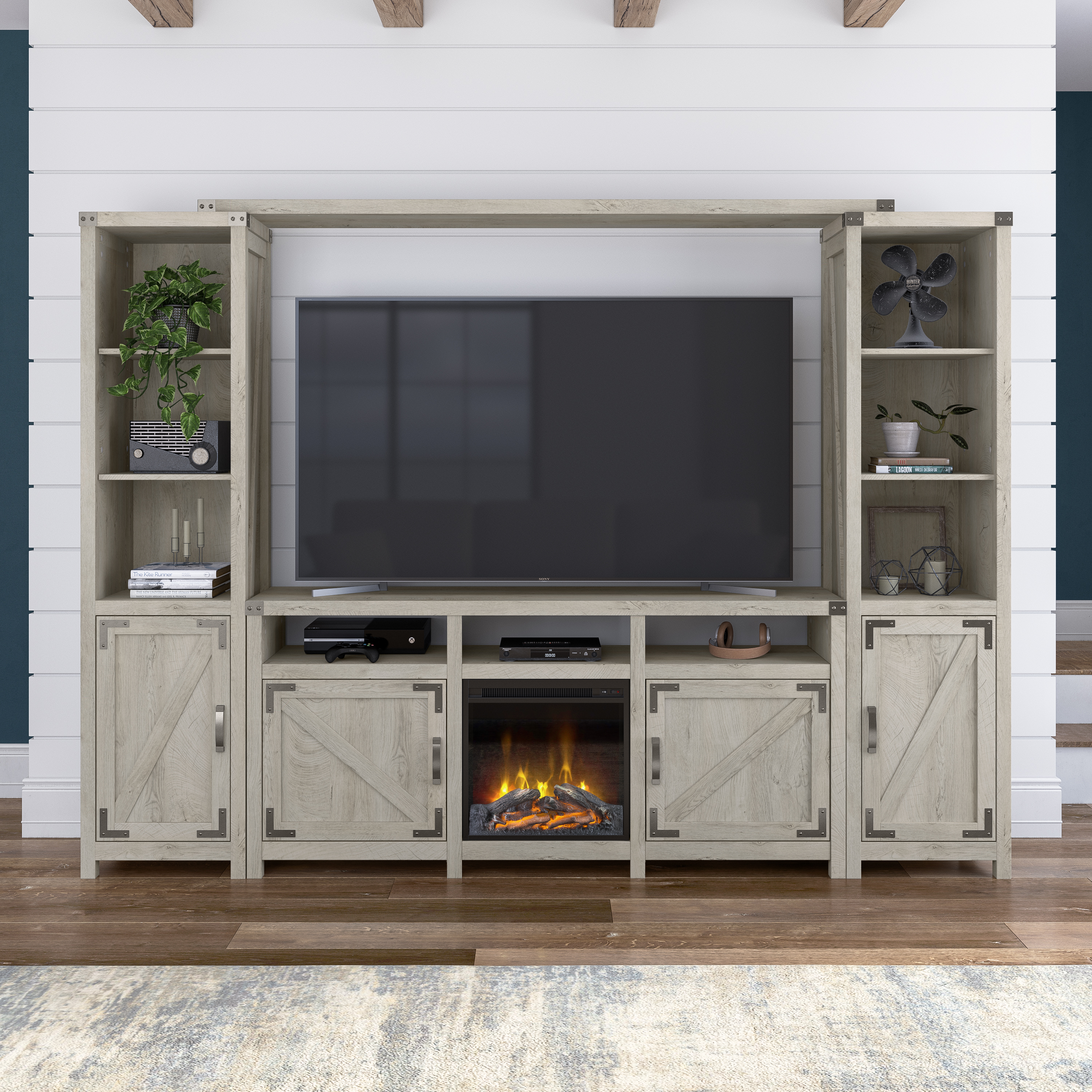 Shop Bush Furniture Knoxville 65W Farmhouse TV Stand for 75 Inch TV 09 CGV265CWH-03 #color_cottage white