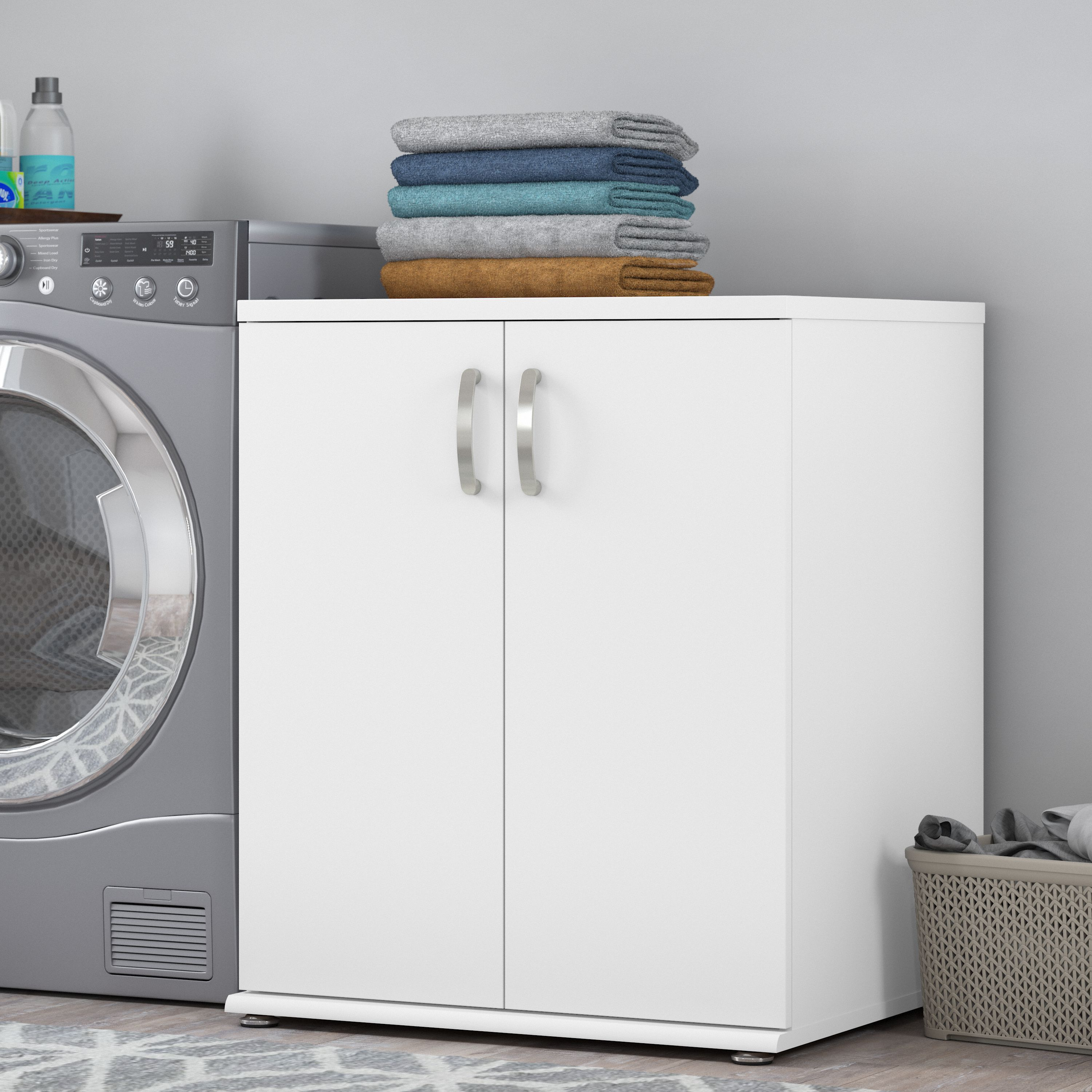 Shop Bush Business Furniture Universal Laundry Room Storage Cabinet with Doors and Shelves 01 LNS128WH-Z #color_white