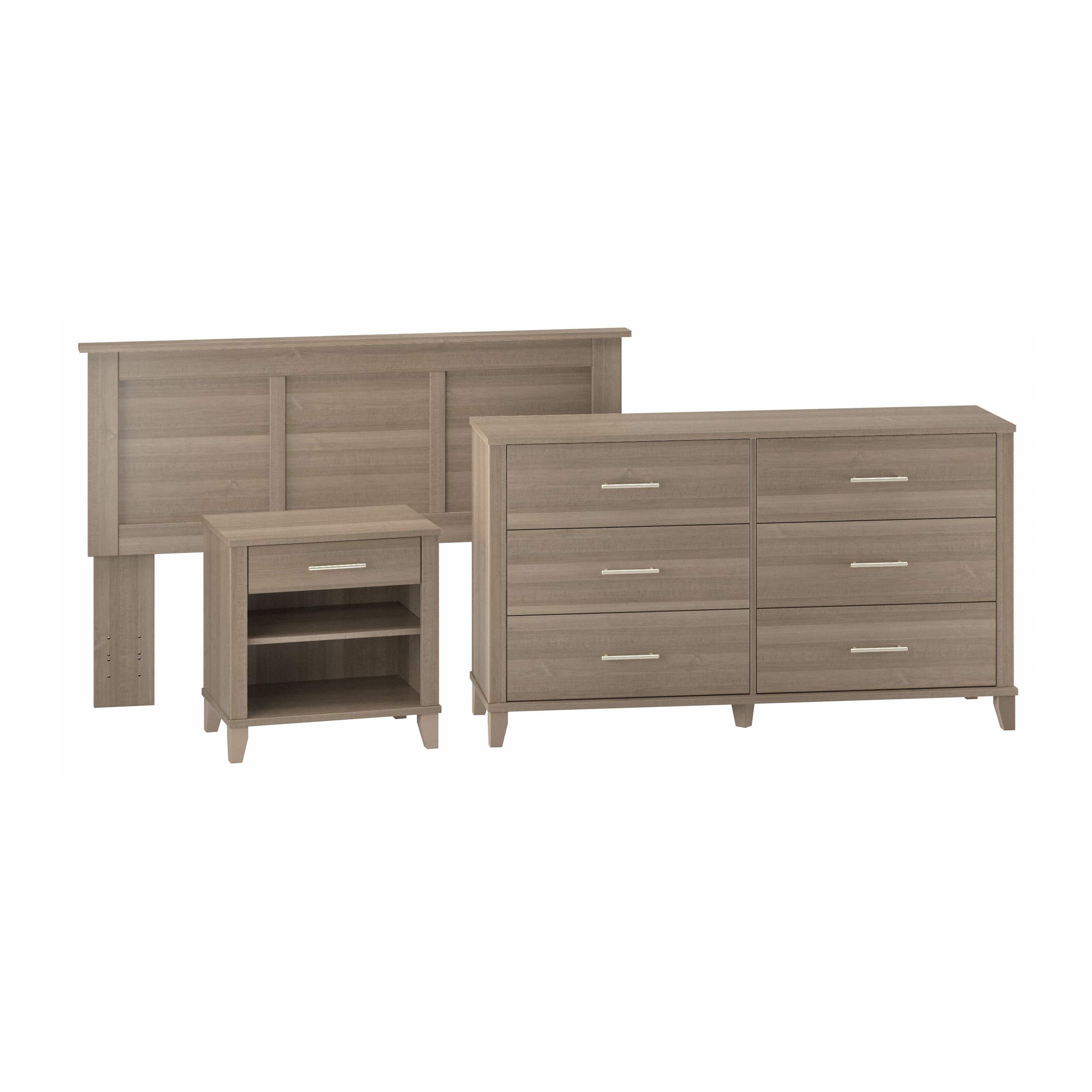 Shop Bush Furniture Somerset Full/Queen Size Headboard, Dresser and Nightstand Bedroom Set 02 SET003AG #color_ash gray