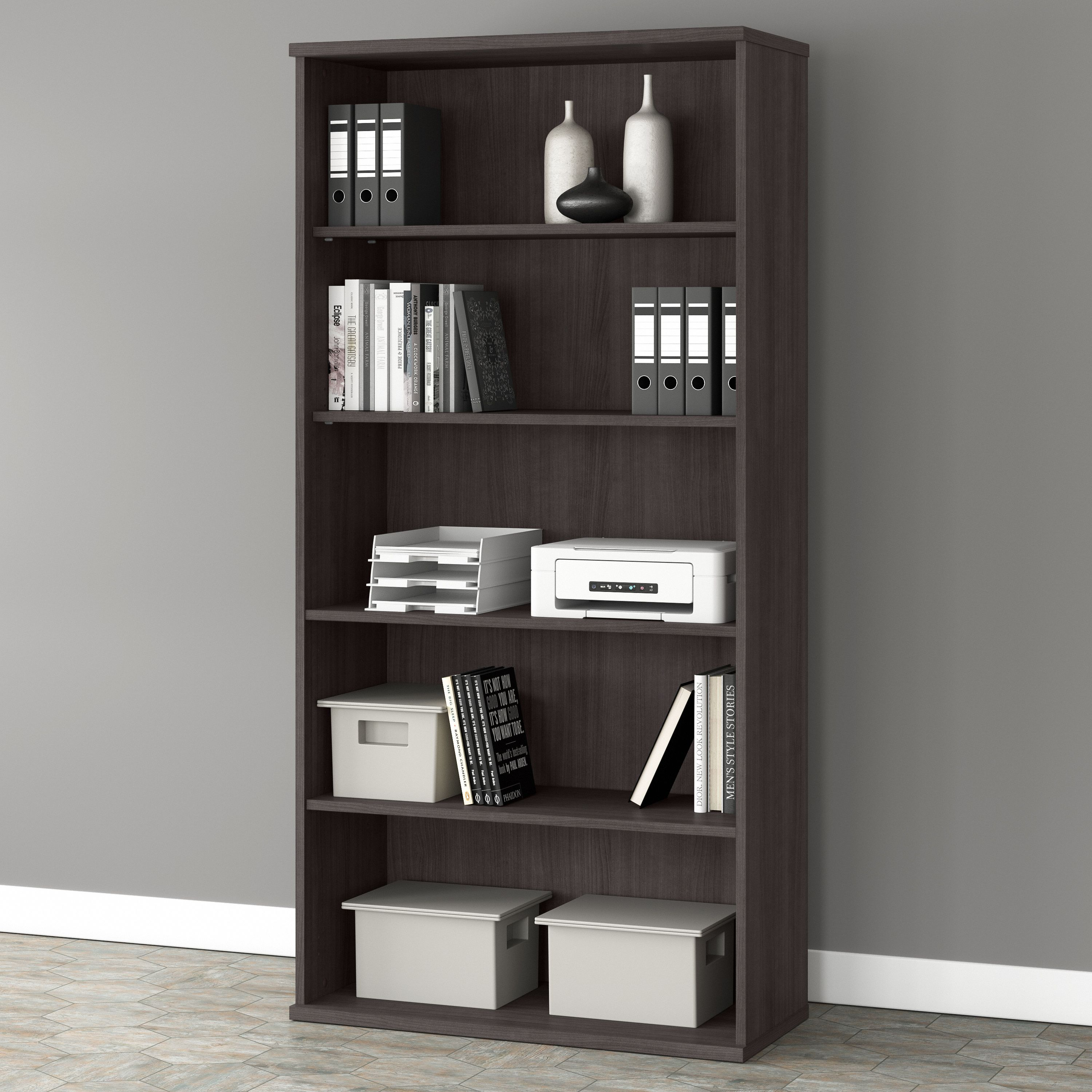 Shop Bush Business Furniture Studio A Tall 5 Shelf Bookcase 01 SDB7236SG-Z #color_storm gray