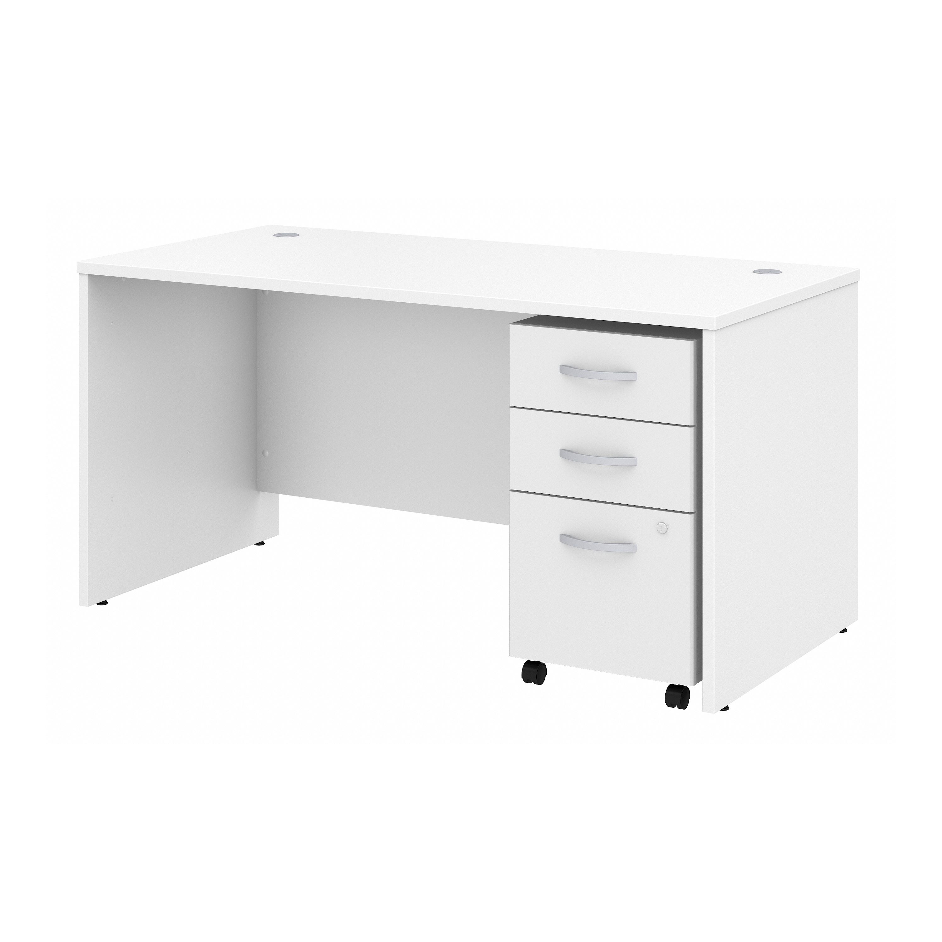 Shop Bush Business Furniture Studio C 60W x 30D Office Desk with Mobile File Cabinet 02 STC014WHSU #color_white