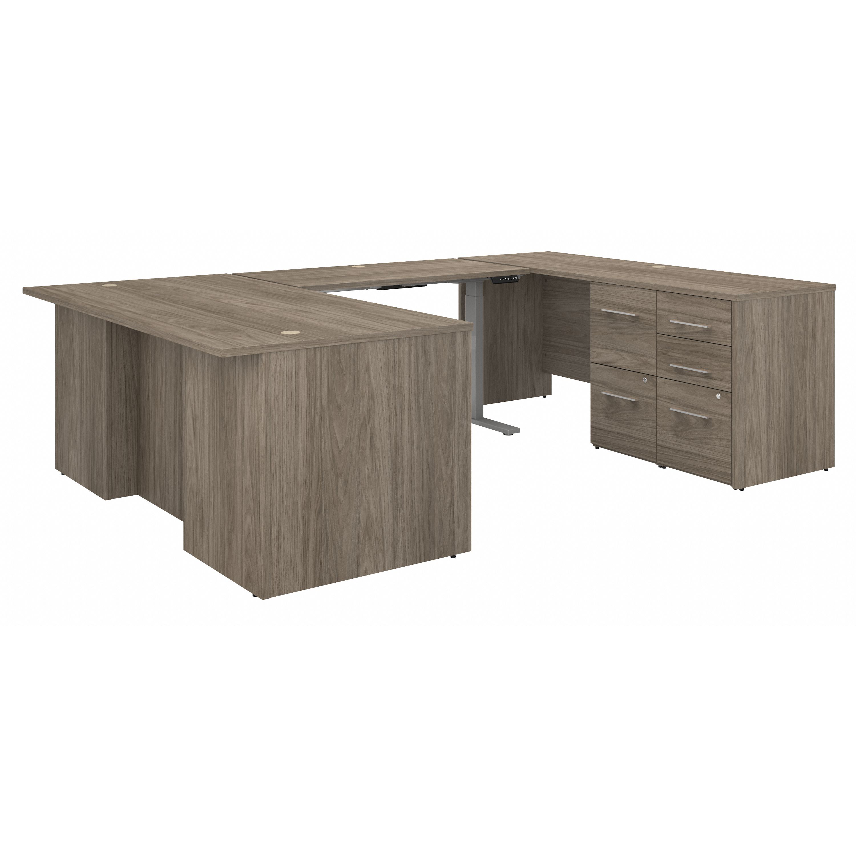 Shop Bush Business Furniture Office 500 72W Height Adjustable U Shaped Executive Desk with Drawers 02 OF5005MHSU #color_modern hickory
