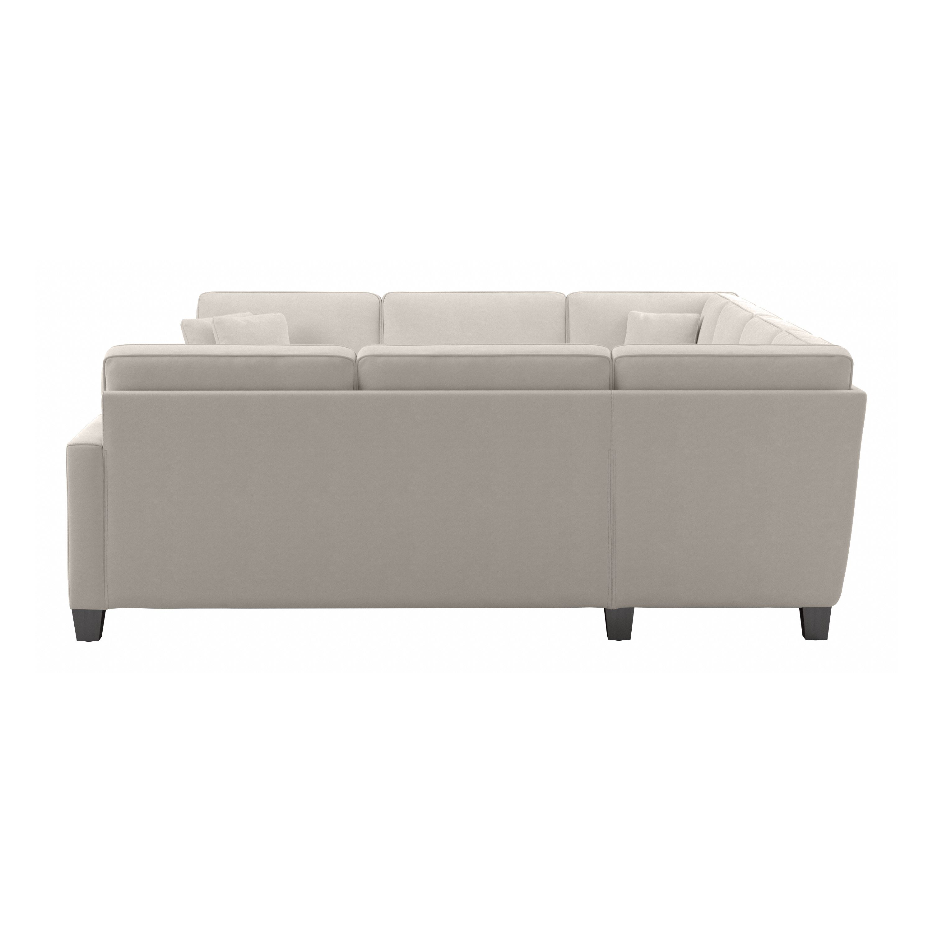 Shop Bush Furniture Flare 125W U Shaped Sectional Couch 10 FLY123SLBM-03K #color_light beige microsuede fabric