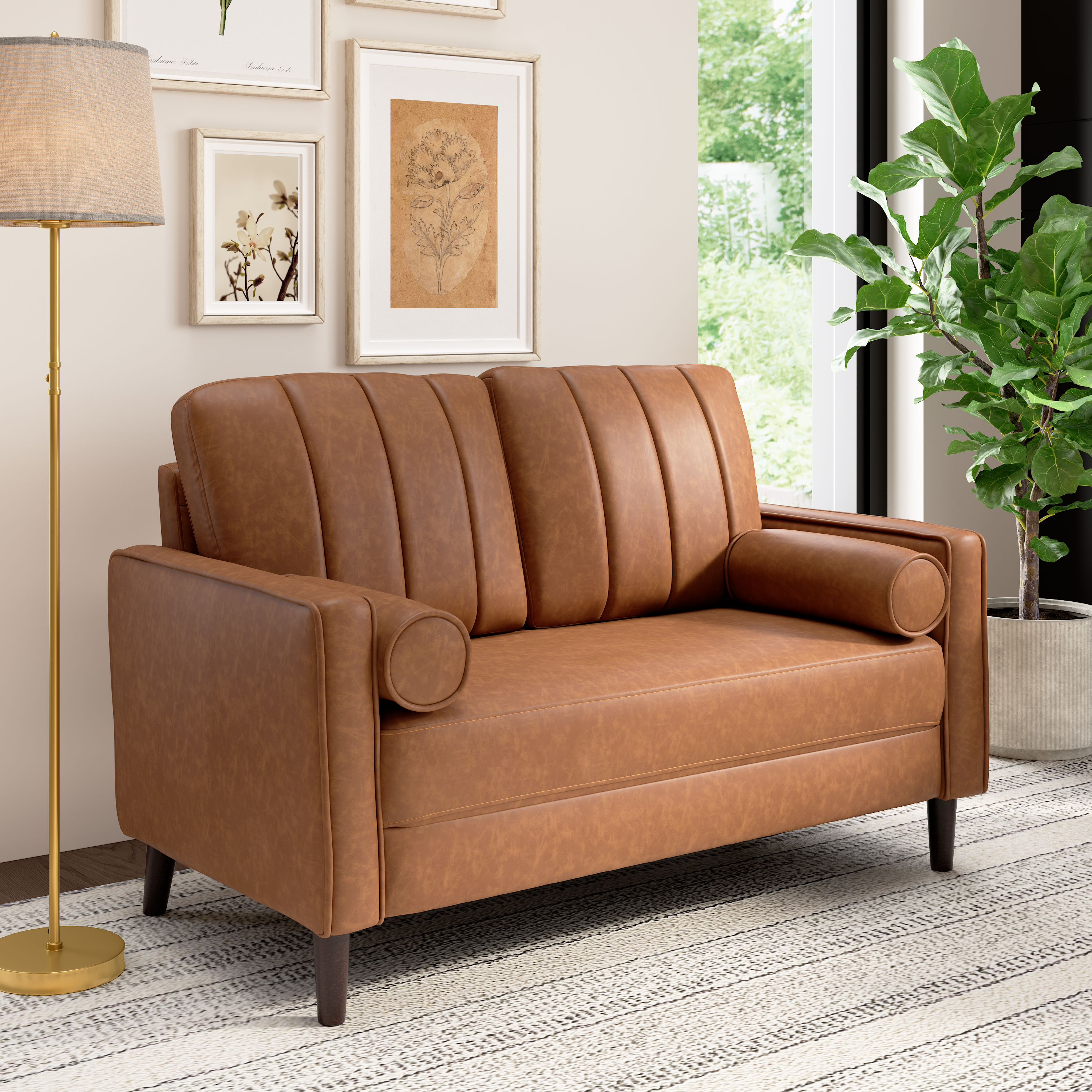 Shop Bush Home Max 54W Loveseat MXJ154BCL-03 2 #color_buffed camel leather