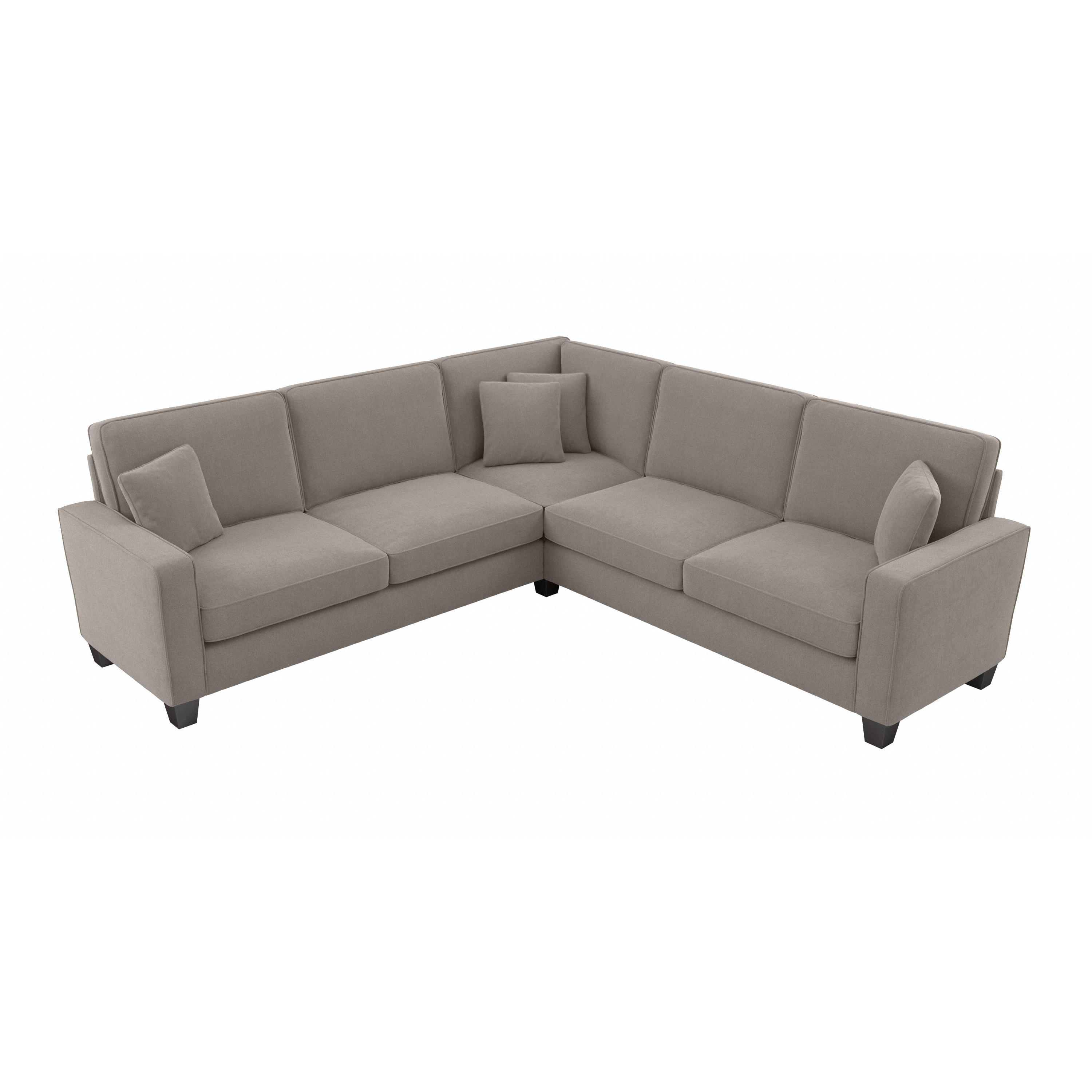 Shop Bush Furniture Stockton 99W L Shaped Sectional Couch 02 SNY98SBGH-03K #color_beige herringbone fabric