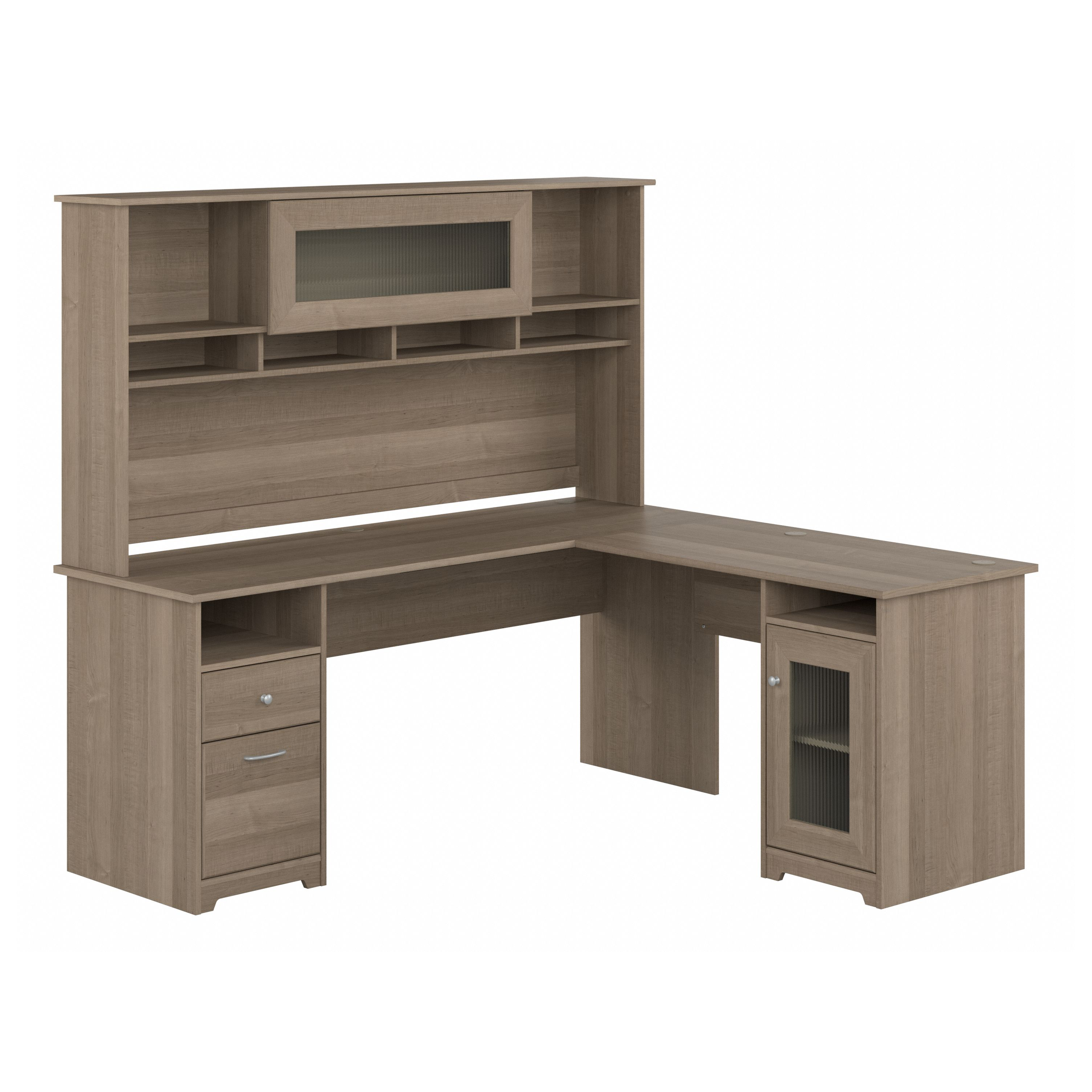 Shop Bush Furniture Cabot 72W L Shaped Computer Desk with Hutch and Storage 02 CAB073AG #color_ash gray