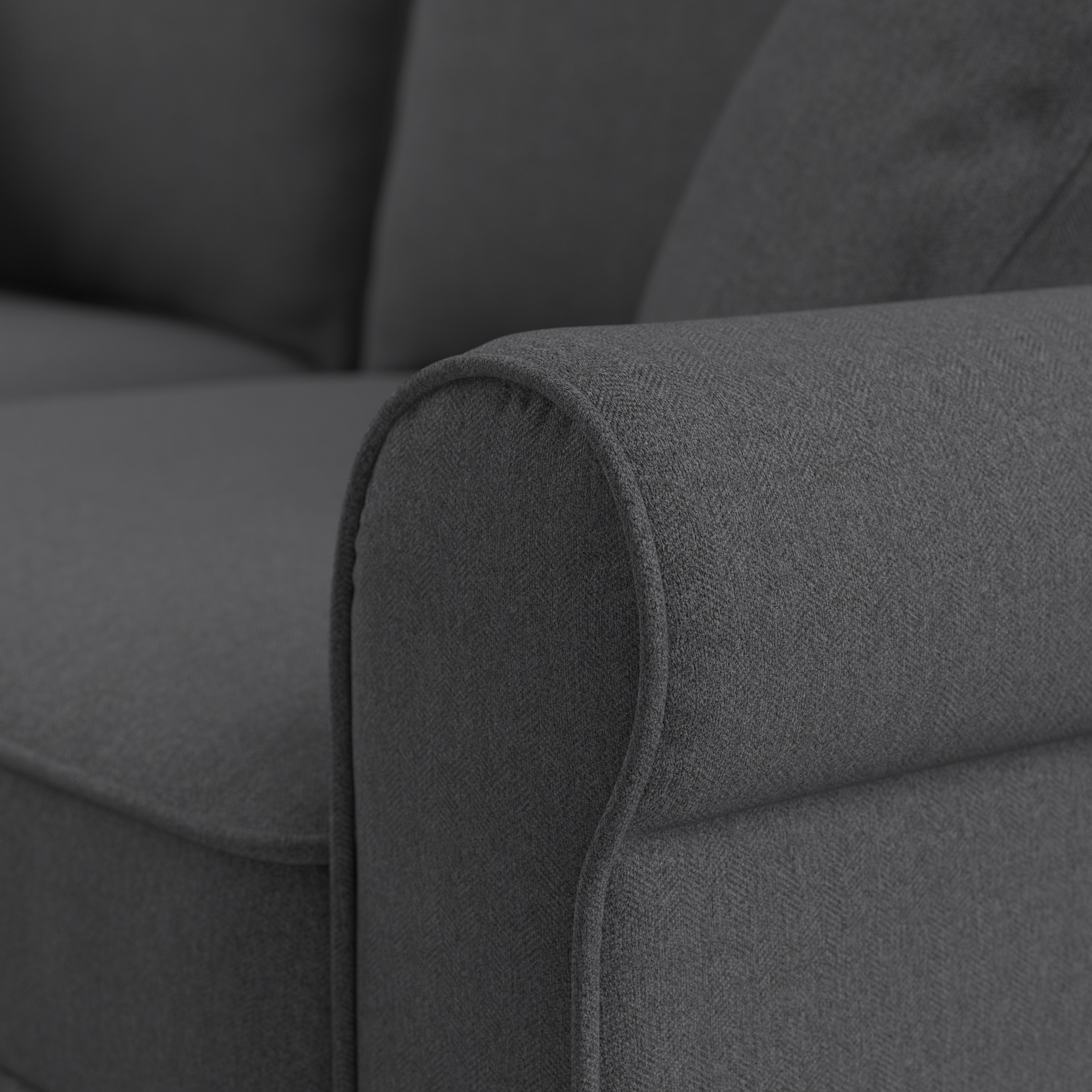 Shop Bush Furniture Hudson 125W U Shaped Sectional Couch 04 HDY123BCGH-03K #color_charcoal gray herringbone fabr