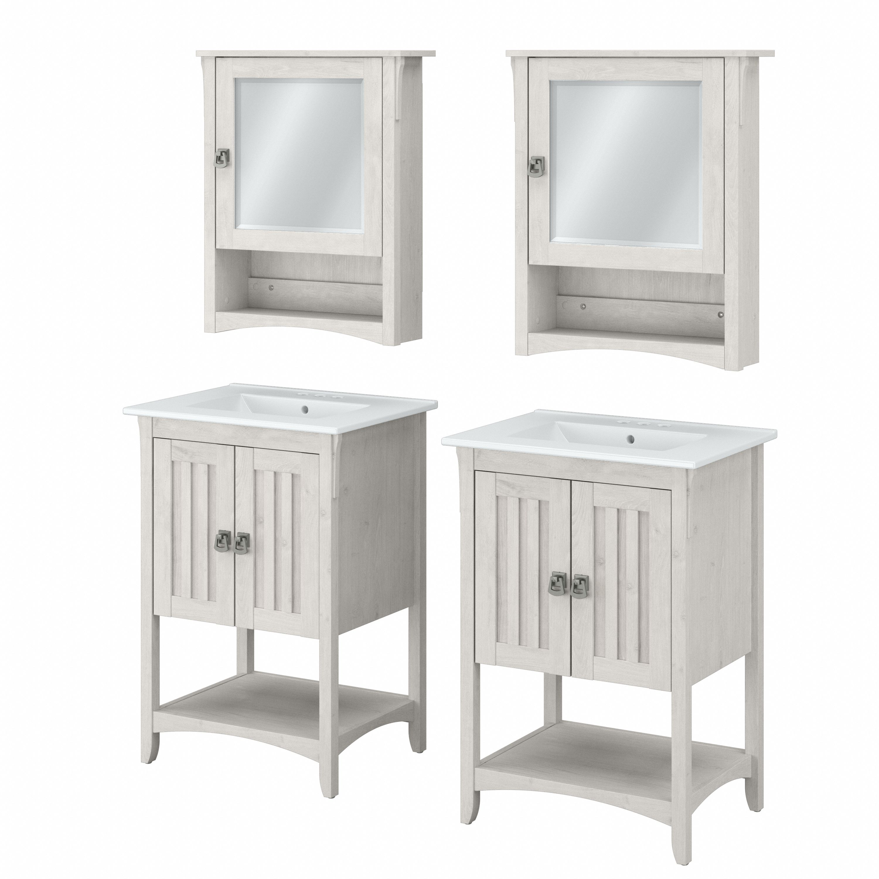 Shop Bush Furniture Salinas 48W Double Vanity Set with Sinks and Medicine Cabinets 02 SAL032LW #color_linen white oak