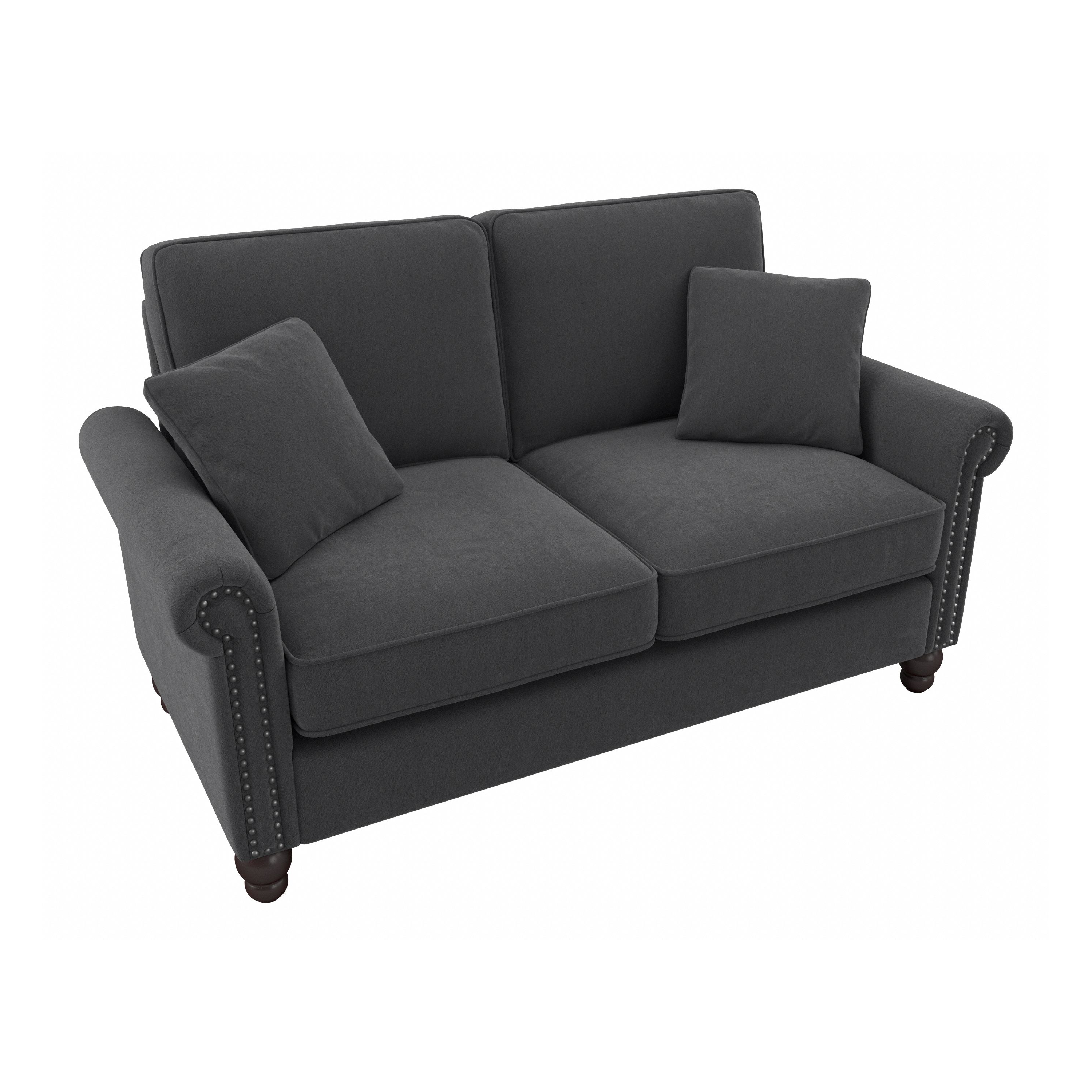 Shop Bush Furniture Coventry 61W Loveseat 02 CVJ61BCGH-03K #color_charcoal gray herringbone fabr