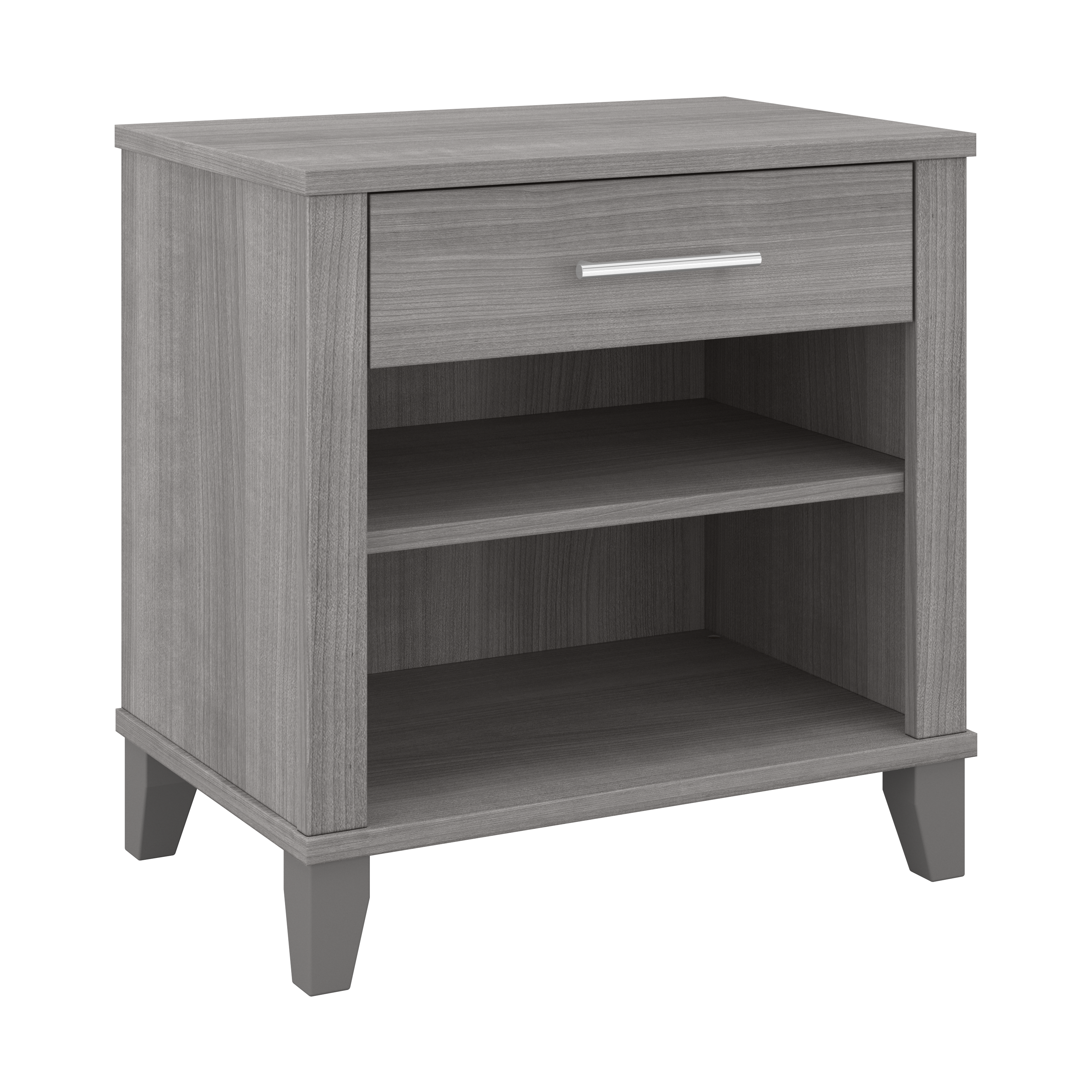 Shop Bush Furniture Somerset Nightstand with Drawer and Shelves 02 STS119PG #color_platinum gray