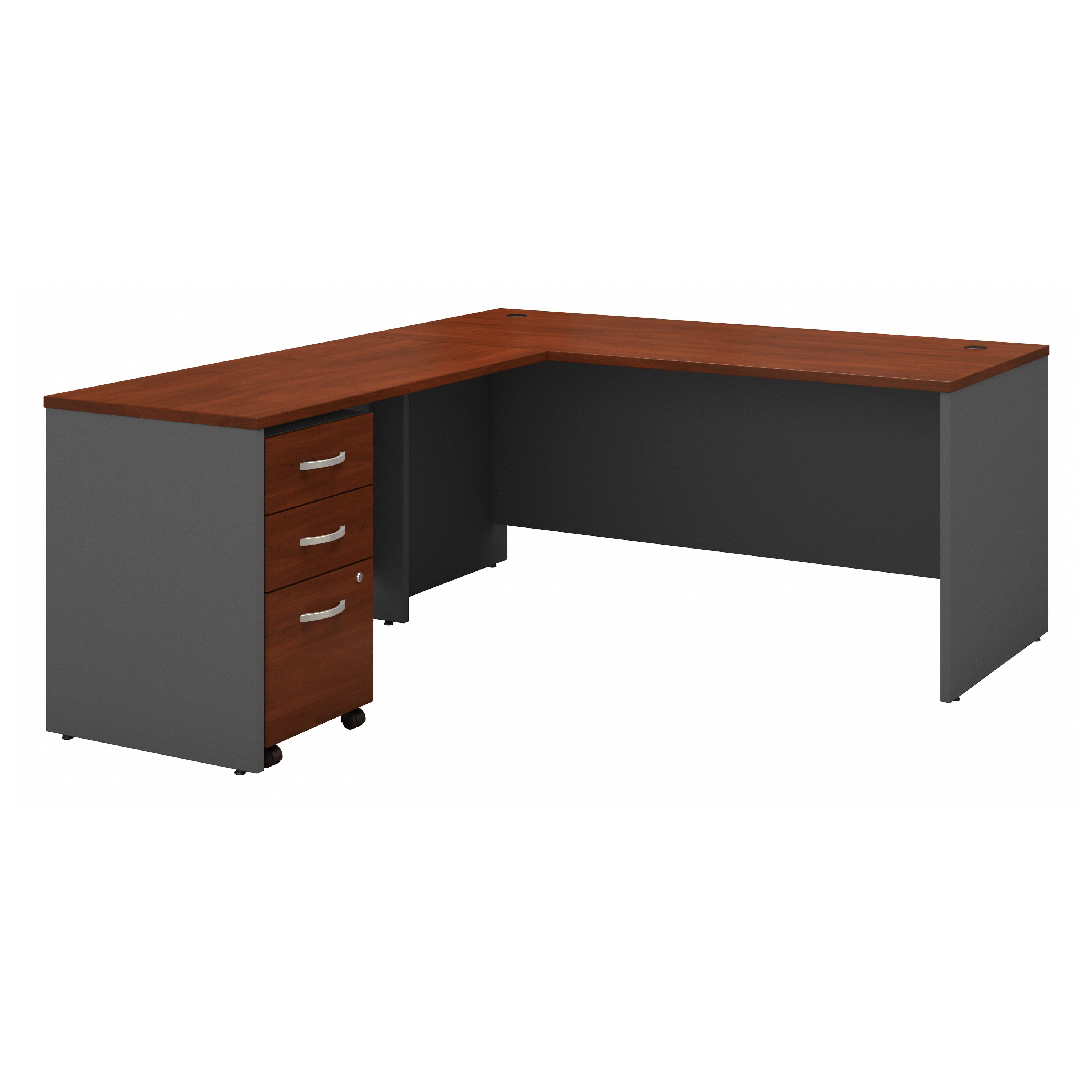 Shop Bush Business Furniture Series C 66W L Shaped Desk with 48W Return and Mobile File Cabinet 02 SRC083HCSU #color_hansen cherry/graphite gray