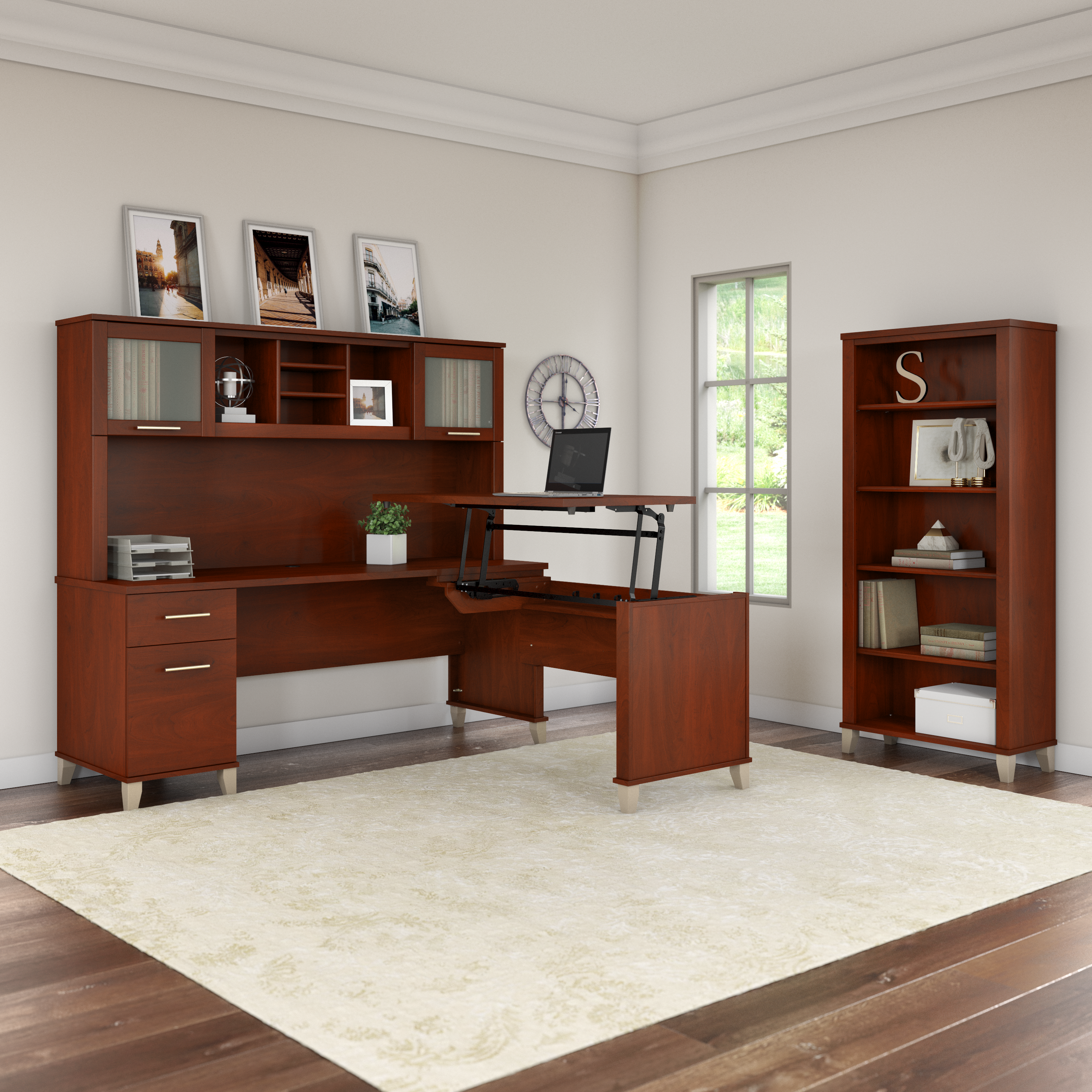 Shop Bush Furniture Somerset 72W Office Desk with Drawers 08 WC81772 #color_hansen cherry