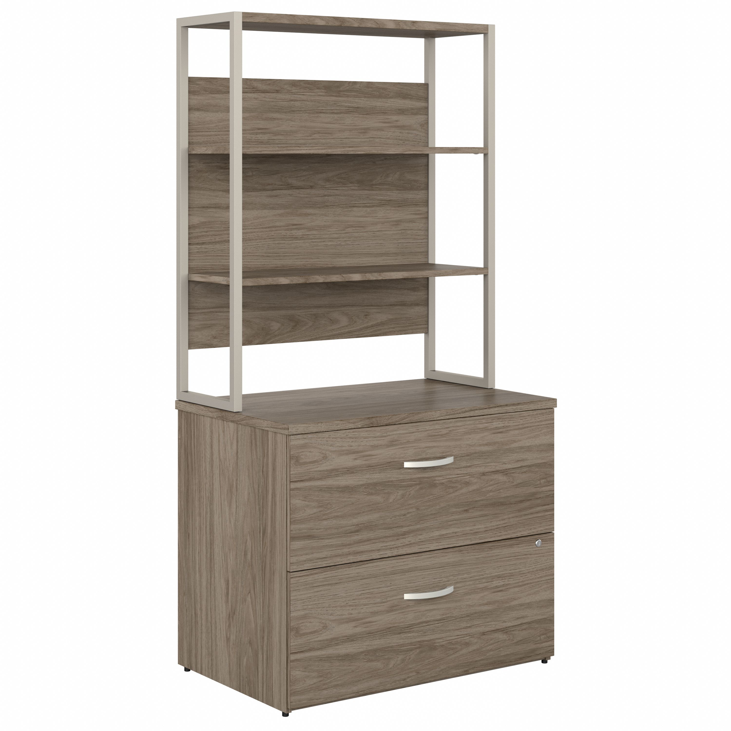 Shop Bush Business Furniture Hybrid 2 Drawer Lateral File Cabinet with Shelves 02 HYB018MHSU #color_modern hickory