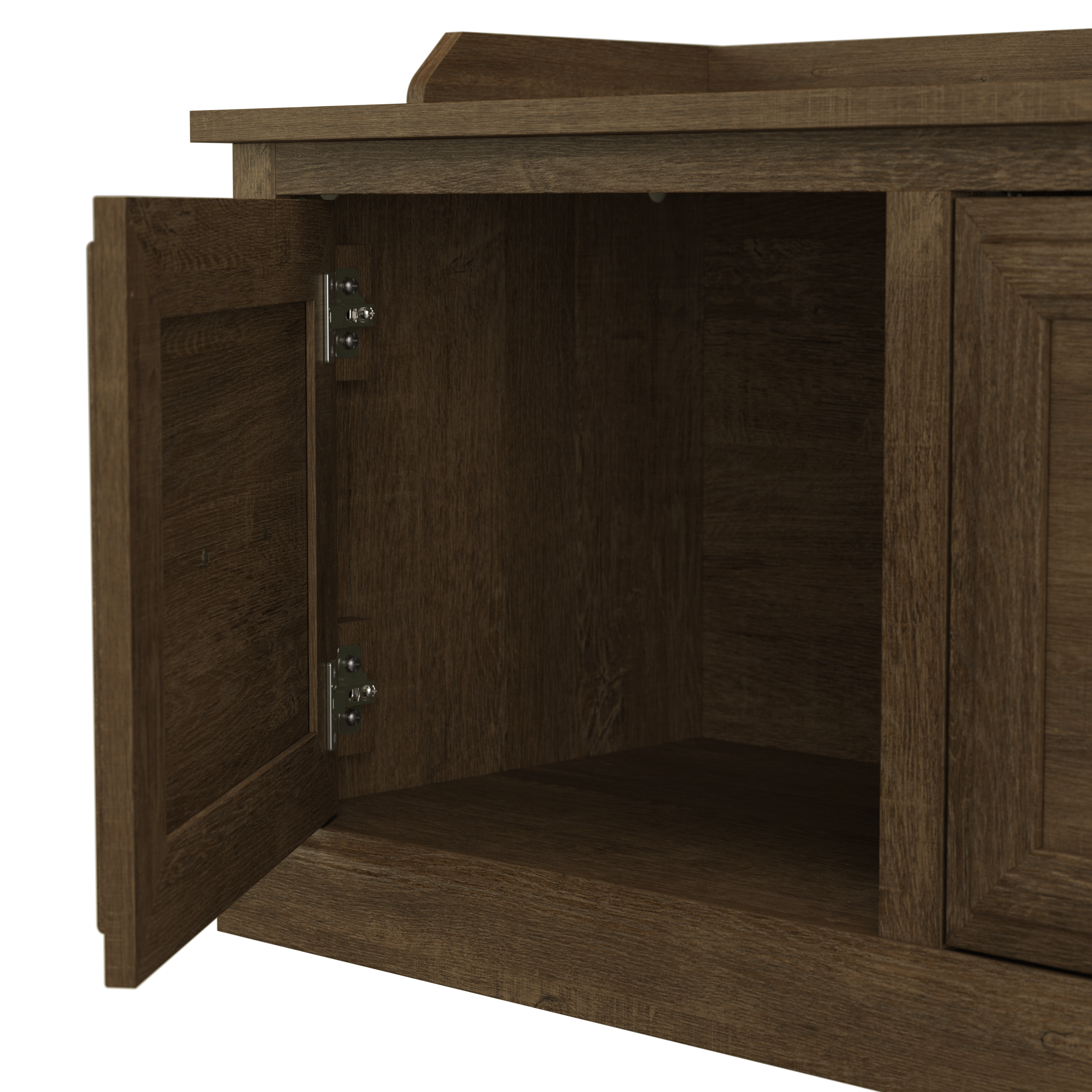 Shop Bush Furniture Woodland 40W Shoe Storage Bench with Doors 03 WDS140ABR-03 #color_ash brown