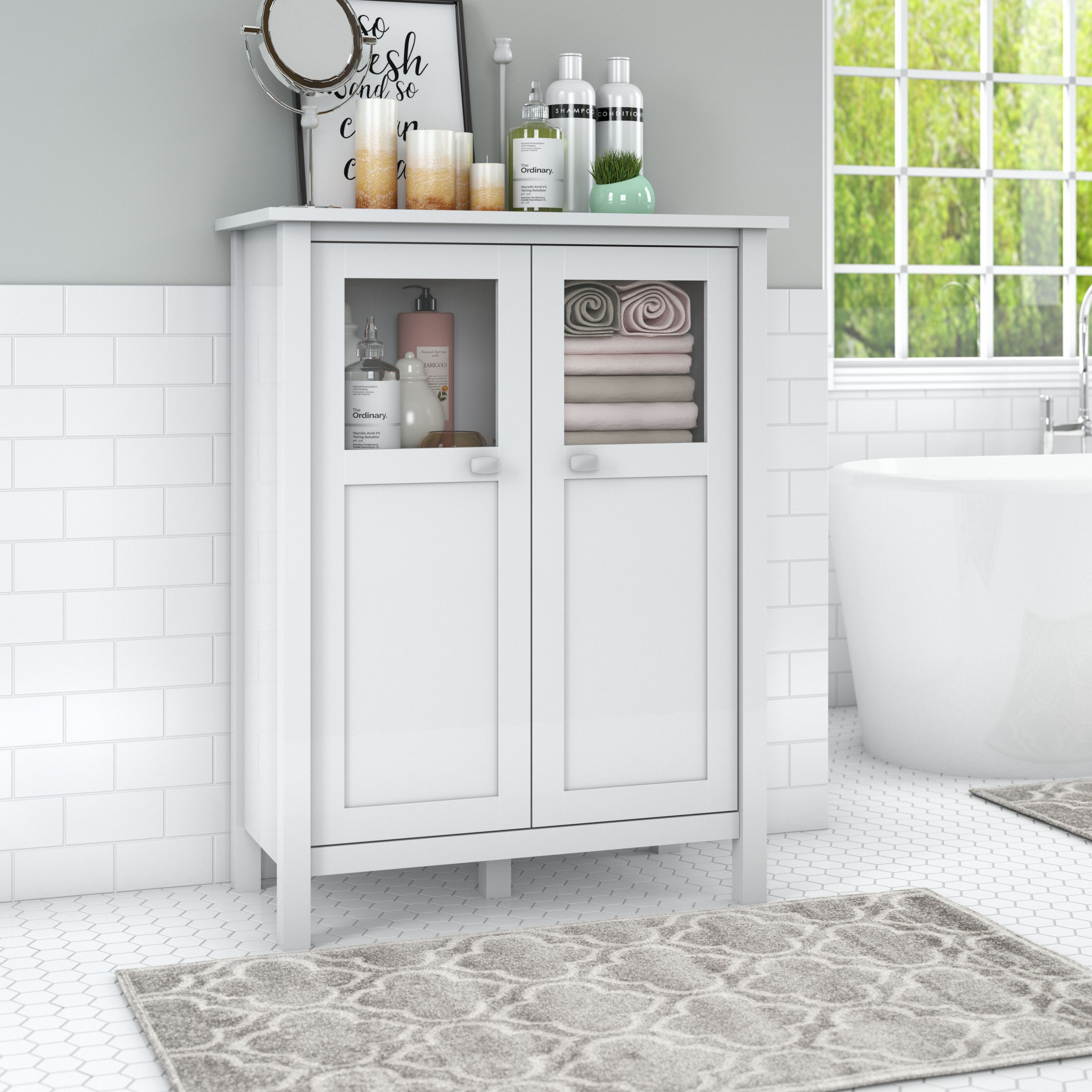 Shop Bush Furniture Broadview Bathroom Storage Cabinet 01 BD018WH #color_pure white