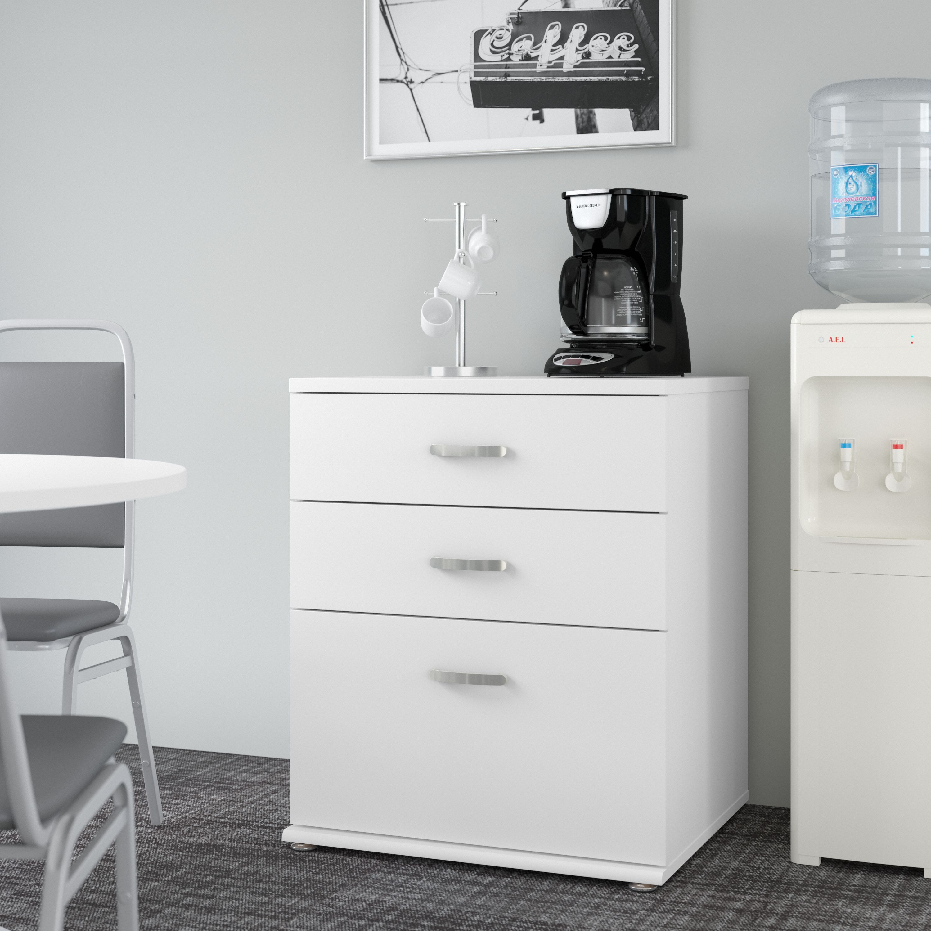 Shop Bush Business Furniture Universal Floor Storage Cabinet with Drawers 01 UNS328WH #color_white