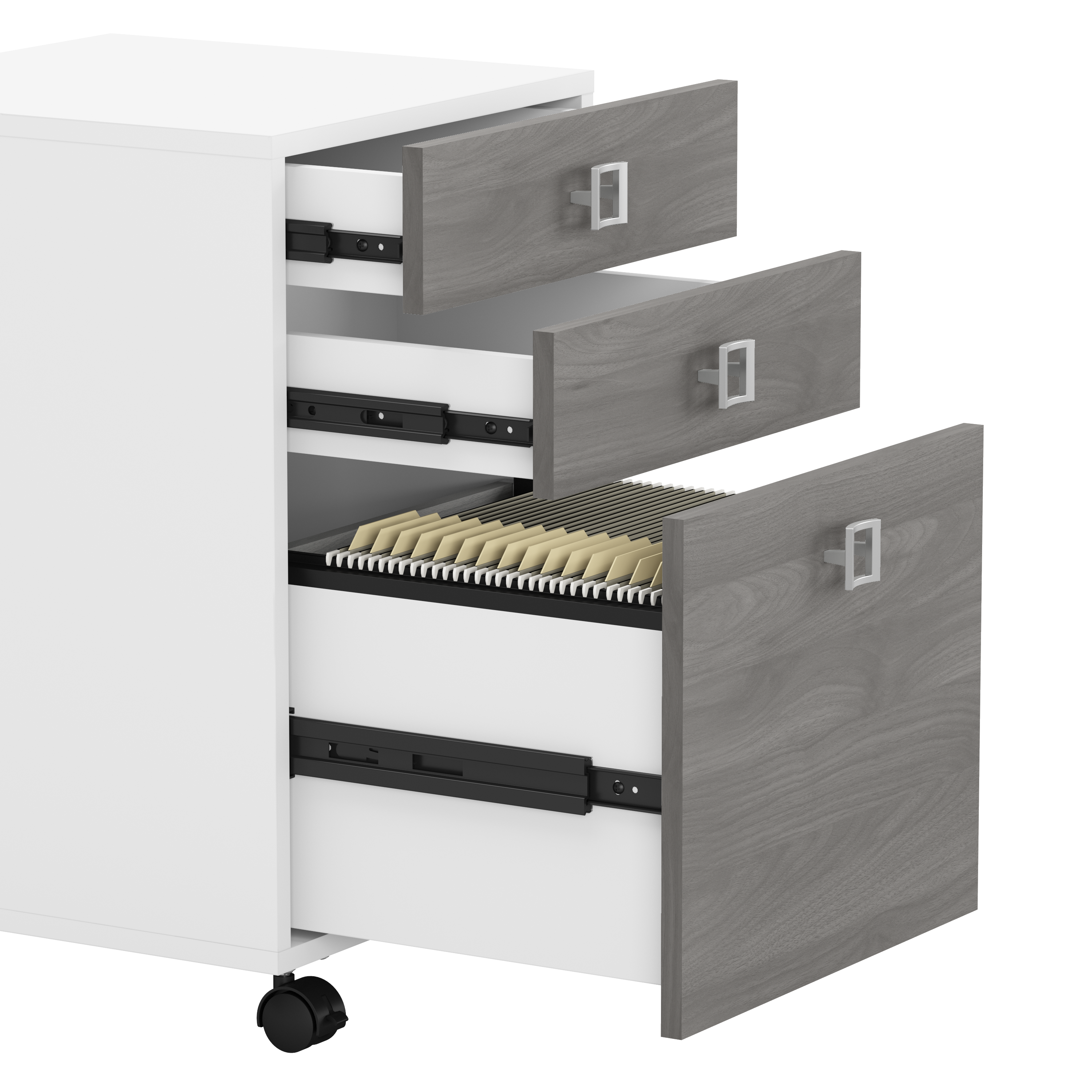 Shop Bush Business Furniture Echo 3 Drawer Mobile File Cabinet 03 KI60501-03 #color_pure white/modern gray