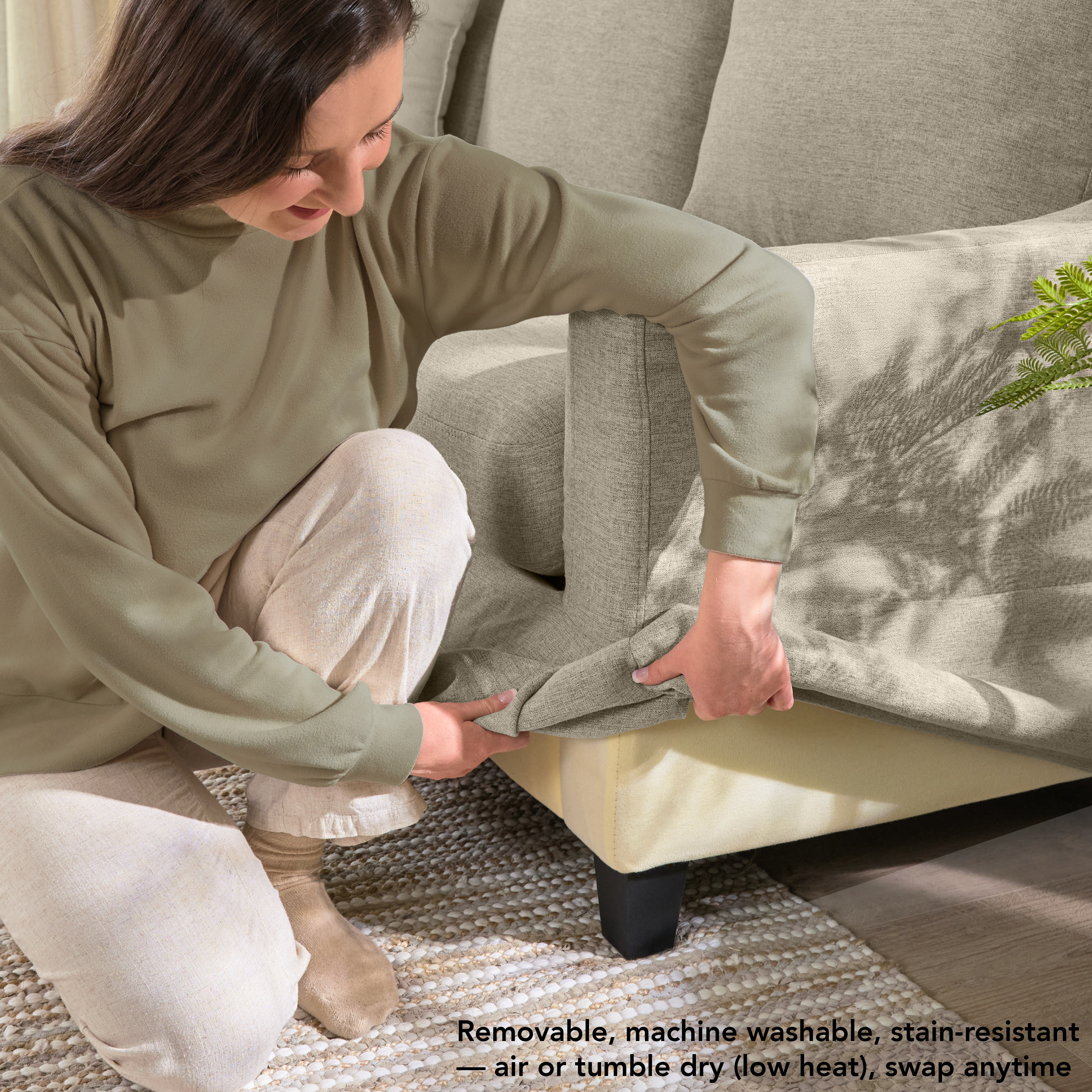 Shop Bush Home Harper 80W Sofa with Slipcover HAR010SDB 3 #color_sand basketweave fabric