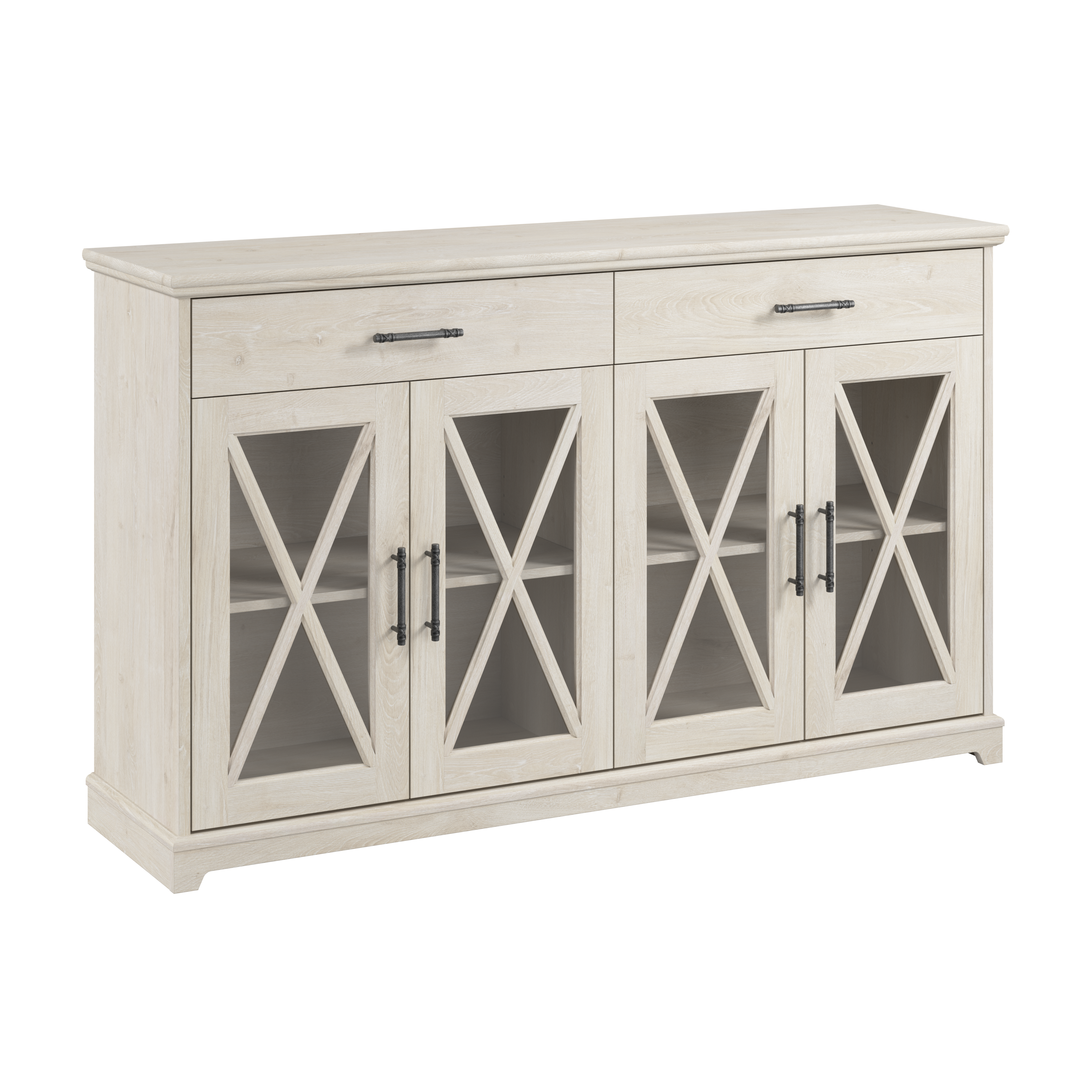 Shop Bush Furniture Lennox 60W Farmhouse Sideboard Buffet Cabinet with Drawers 02 LEV160LW-03K #color_linen white oak