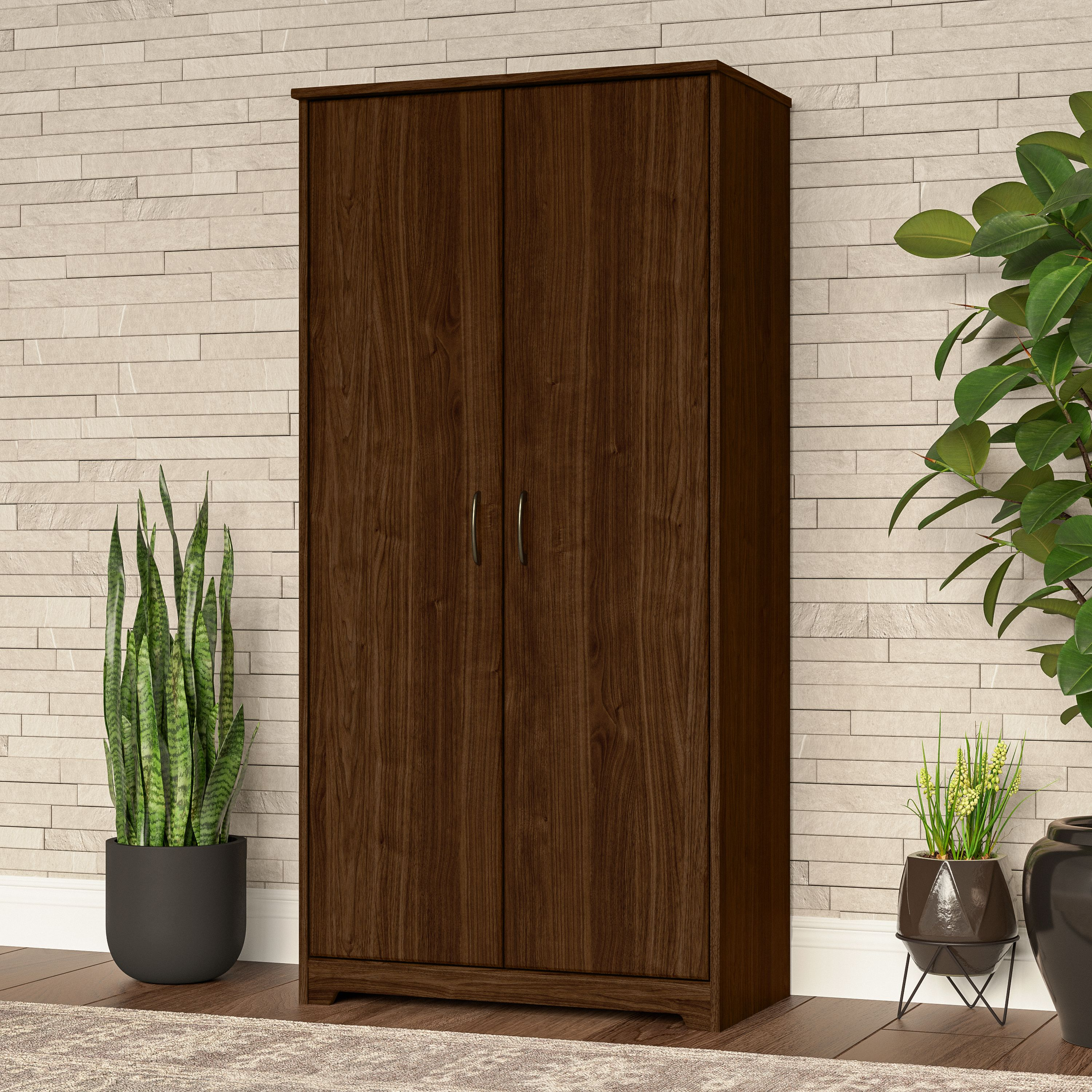 Shop Bush Furniture Cabot Tall Storage Cabinet with Doors 01 WC31099 #color_modern walnut