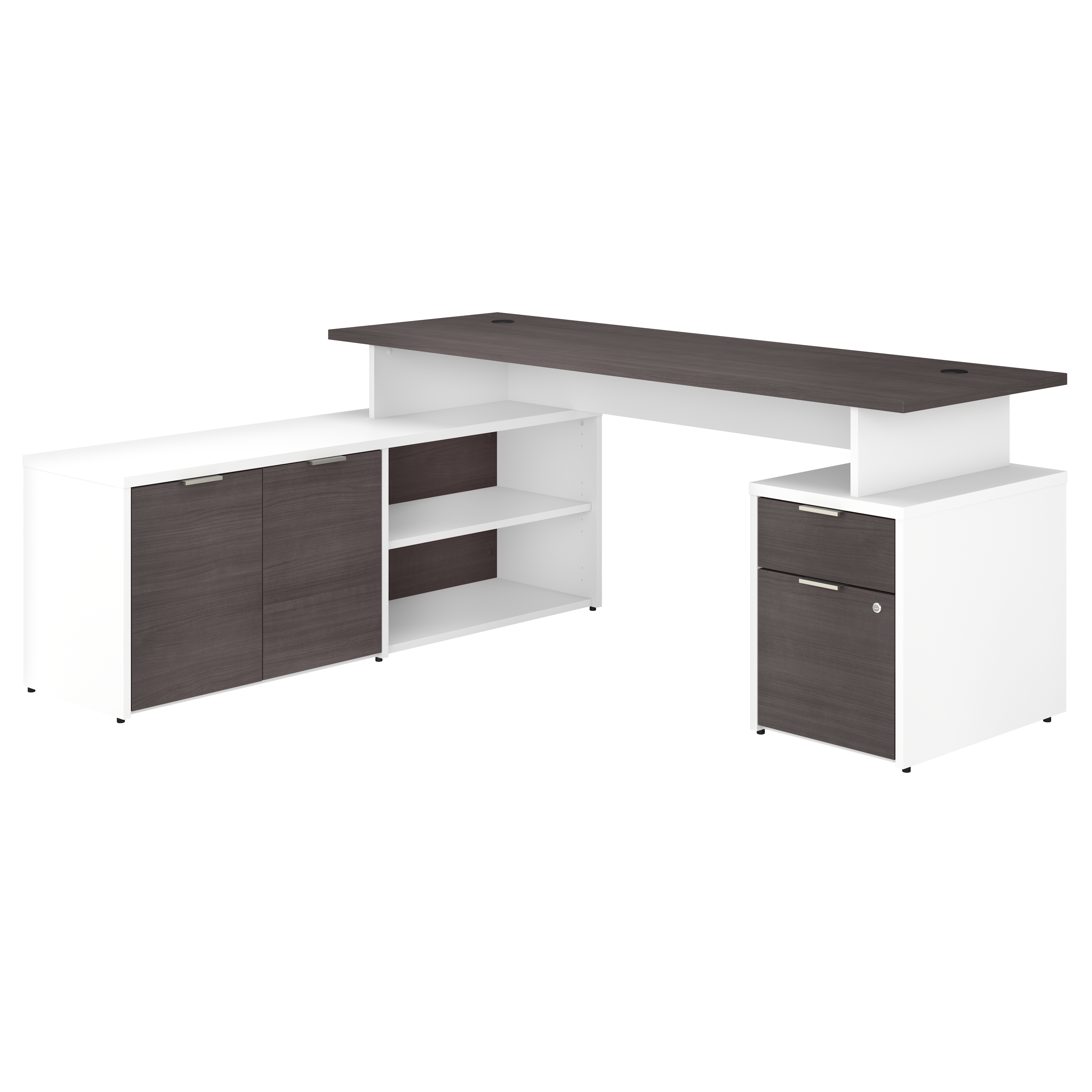 Shop Bush Business Furniture Jamestown 72W L Shaped Desk with Drawers 02 JTN009SGWHSU #color_storm gray/white