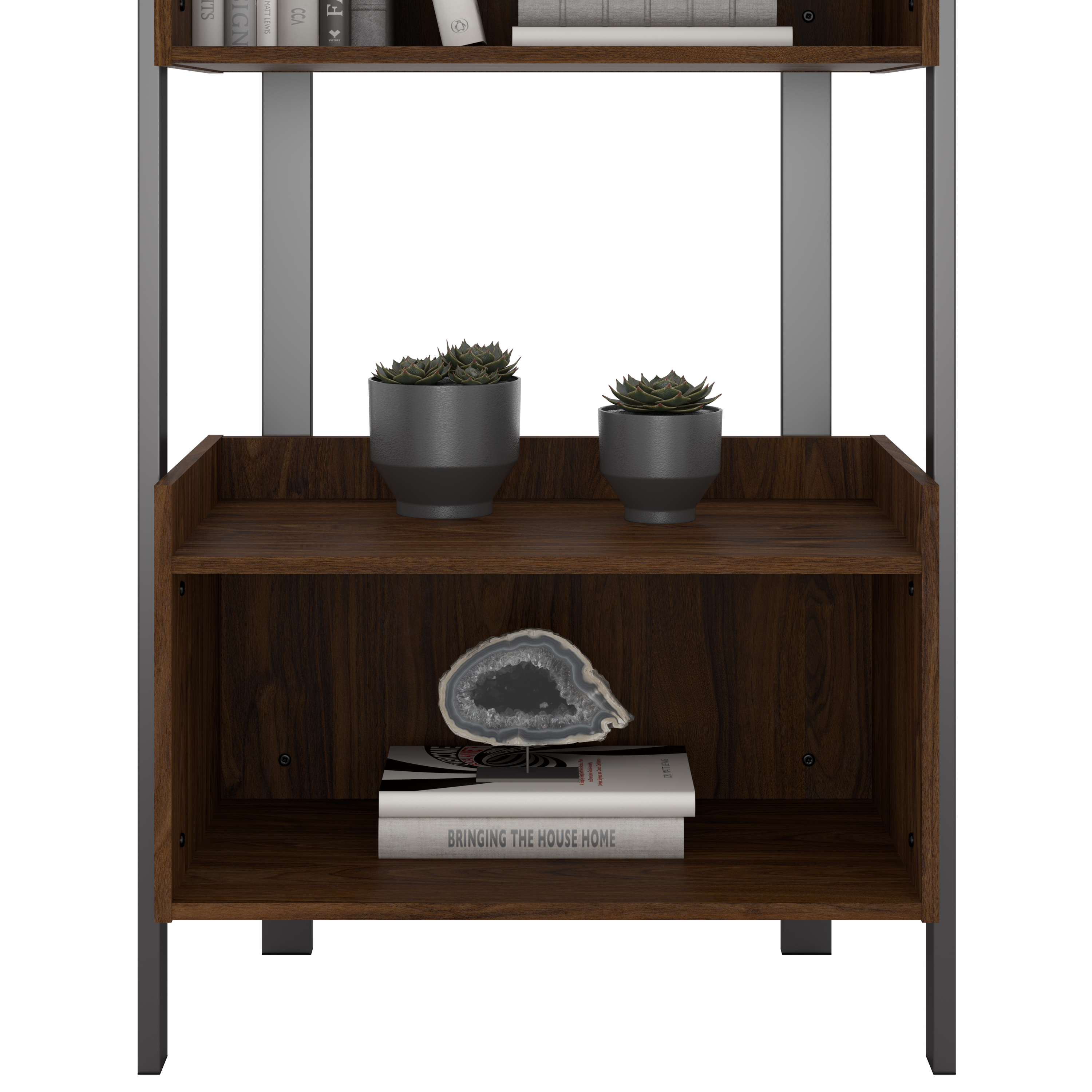 Shop Bush Furniture Architect 60W L Shaped Desk with Lateral File Cabinet and 4 Shelf Bookcase 04 ACT006MW #color_modern walnut
