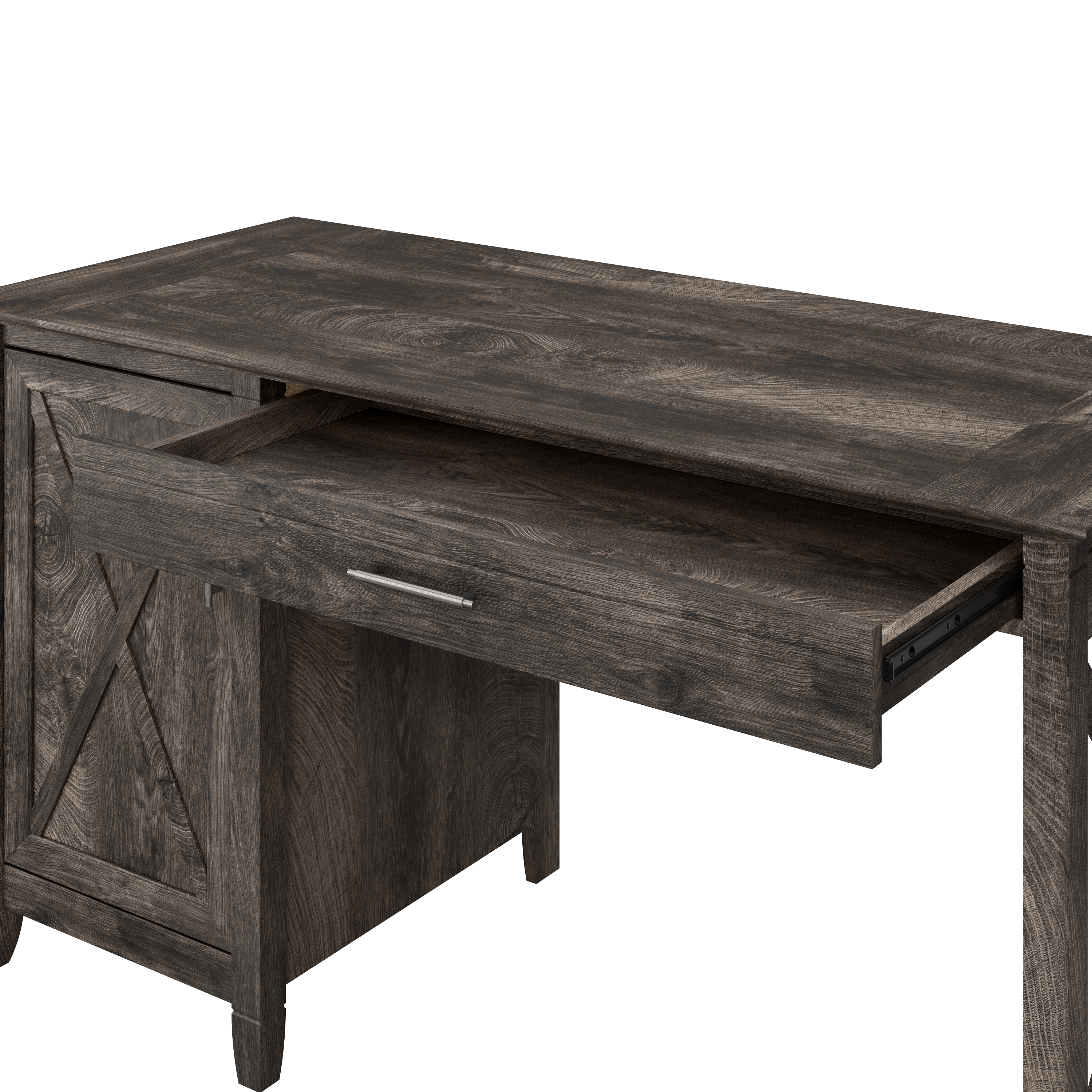 Shop Bush Furniture Key West 54W Computer Desk with Storage and Mid Back Tufted Office Chair 03 KWS020GH #color_dark gray hickory