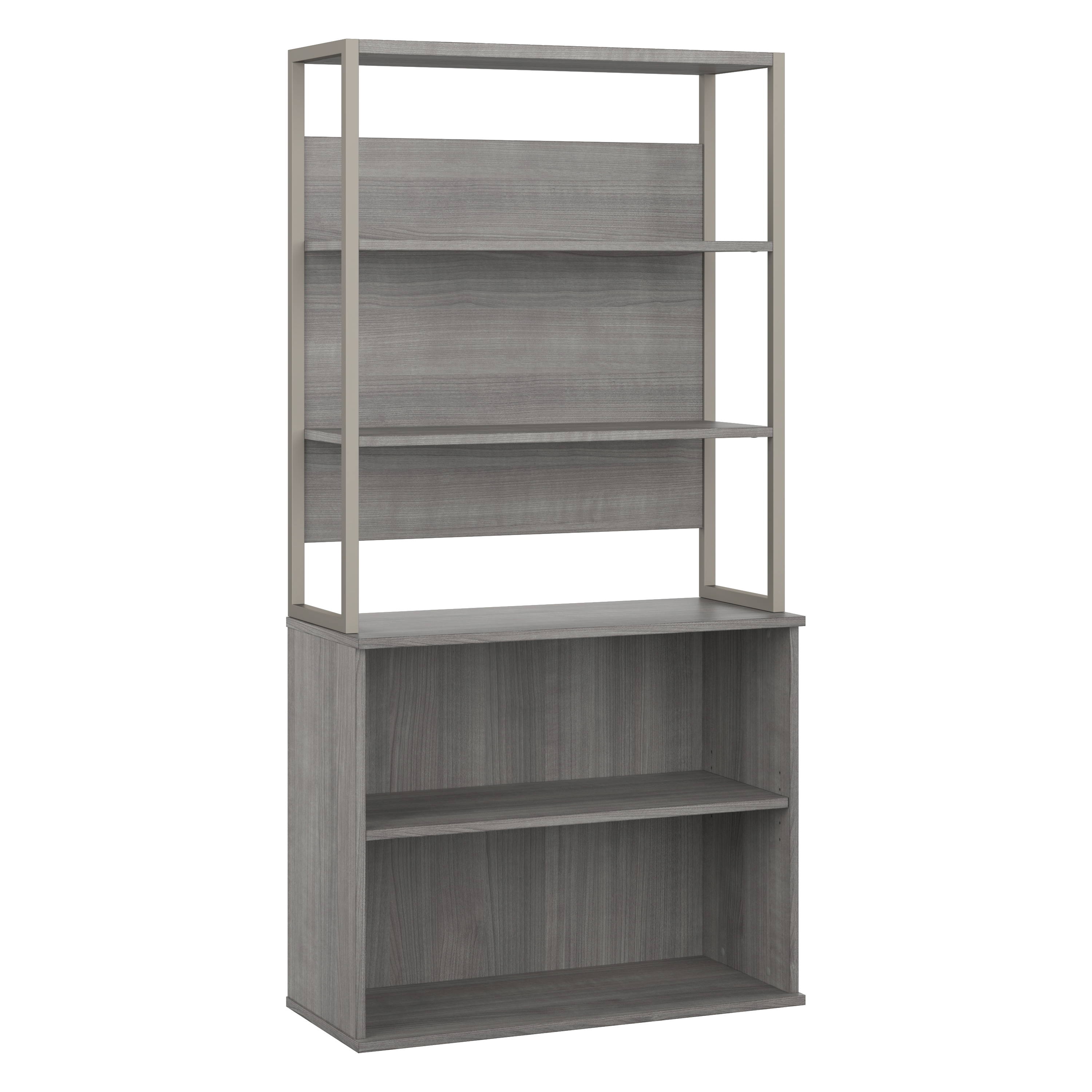 Shop Bush Business Furniture Hybrid Tall Etagere Bookcase 02 HYB023PG #color_platinum gray