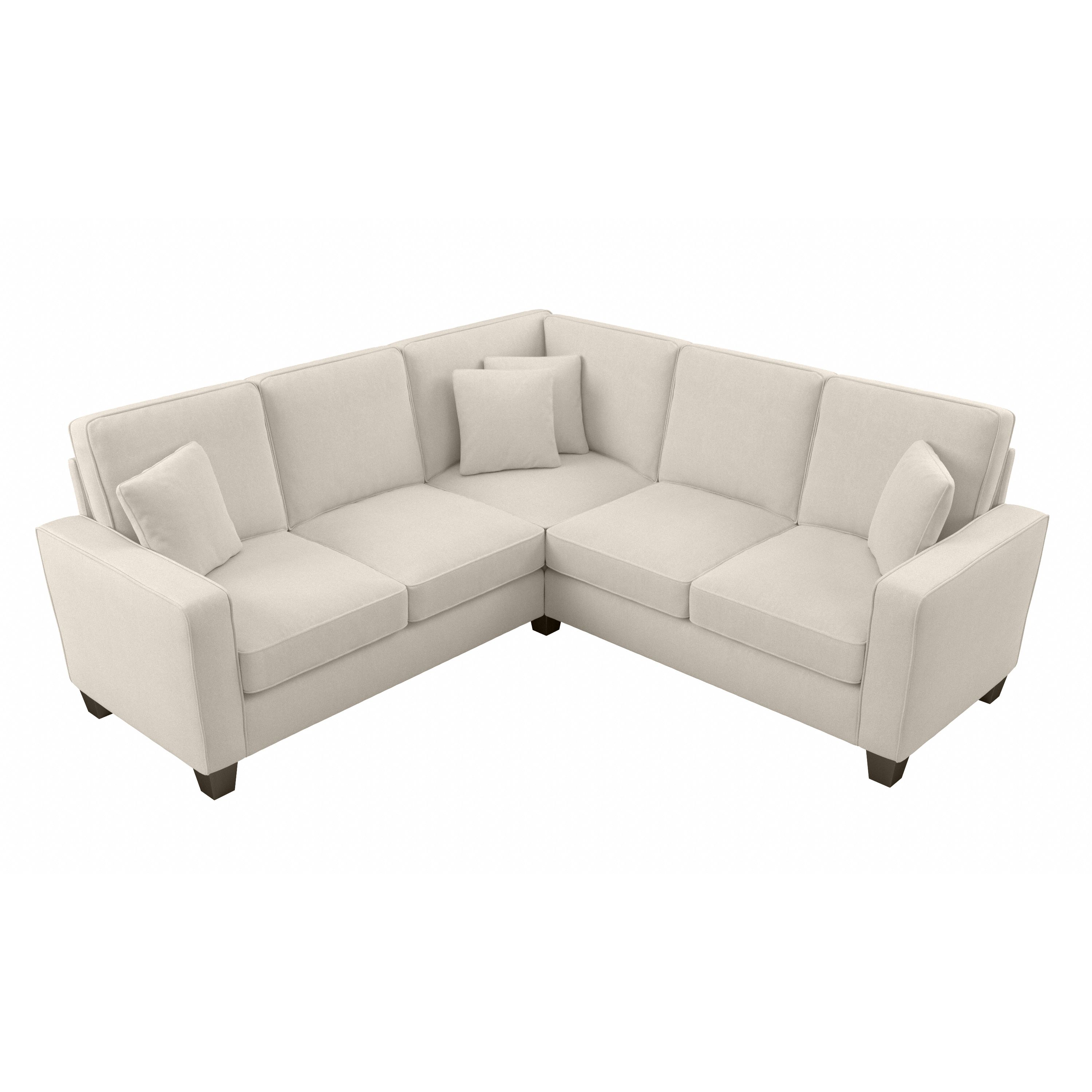 Shop Bush Furniture Stockton 87W L Shaped Sectional Couch 02 SNY86SCRH-03K #color_cream herringbone fabric