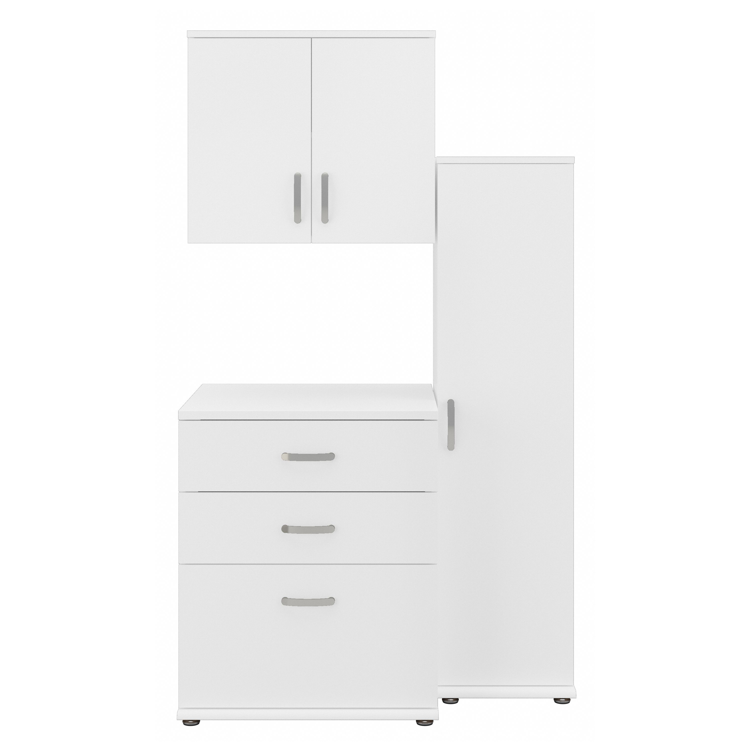 Shop Bush Business Furniture Universal 3 Piece Modular Laundry Room Storage Set with Floor and Wall Cabinets 02 LNS005WH #color_white