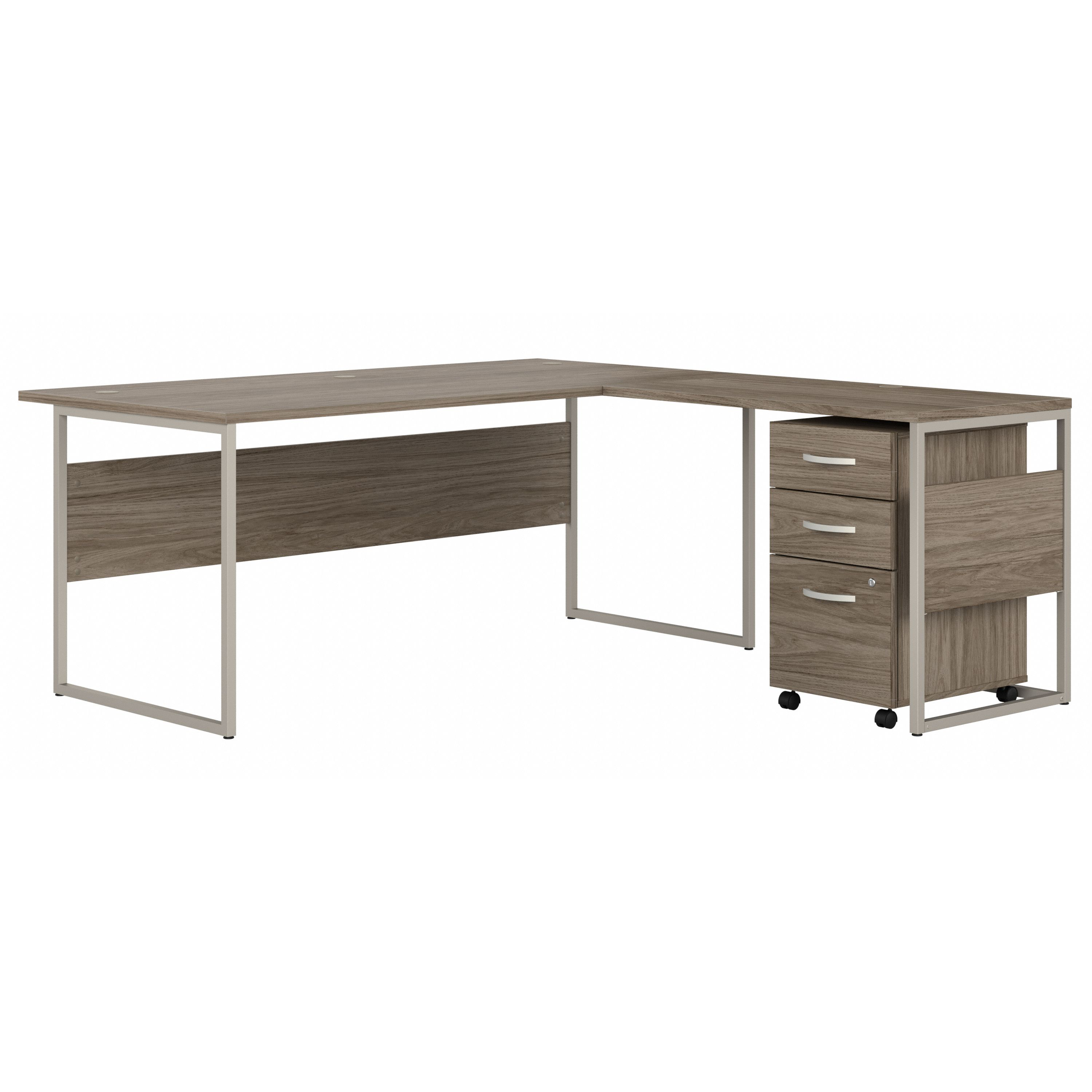 Shop Bush Business Furniture Hybrid 72W x 36D L Shaped Table Desk with 3 Drawer Mobile File Cabinet 02 HYB010MHSU #color_modern hickory