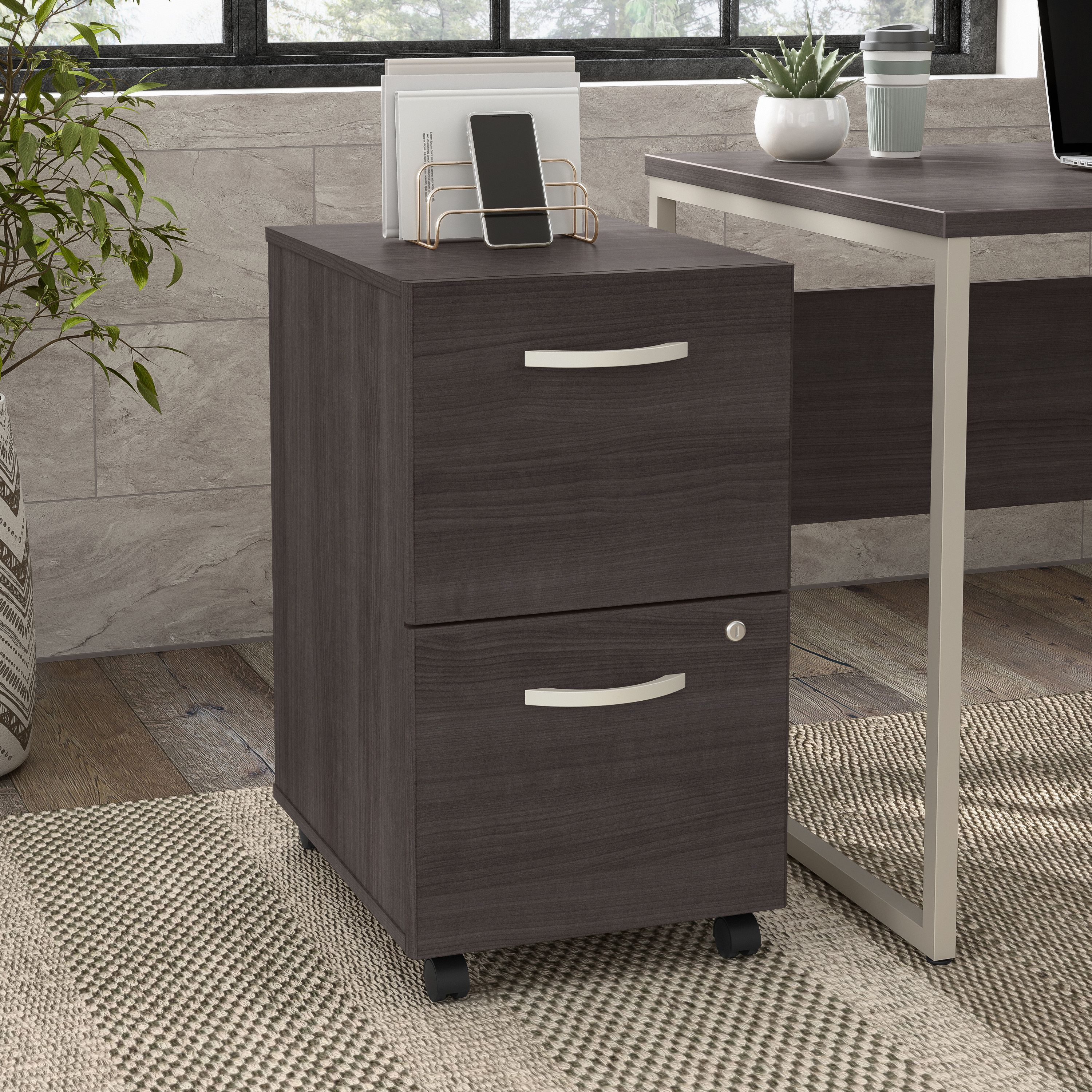 Shop Bush Business Furniture Hybrid 2 Drawer Mobile File Cabinet - Assembled 01 HYF116SGSU-Z #color_storm gray