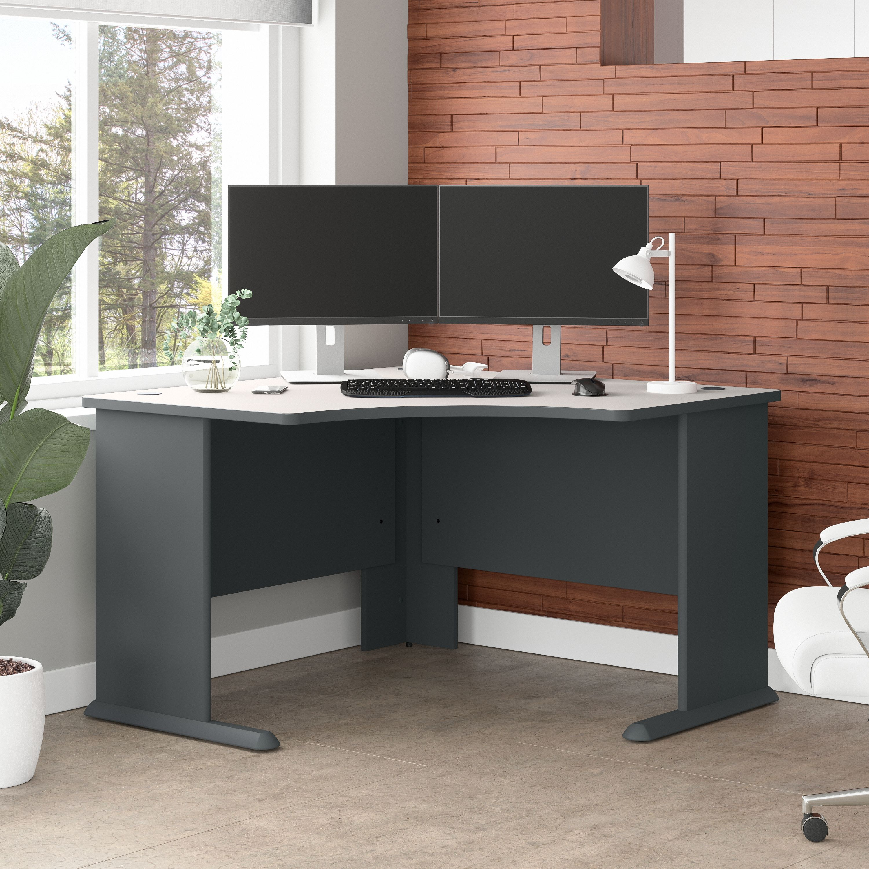 Shop Bush Business Furniture Series A 48W Corner Desk 01 WC8427A #color_slate/white spectrum