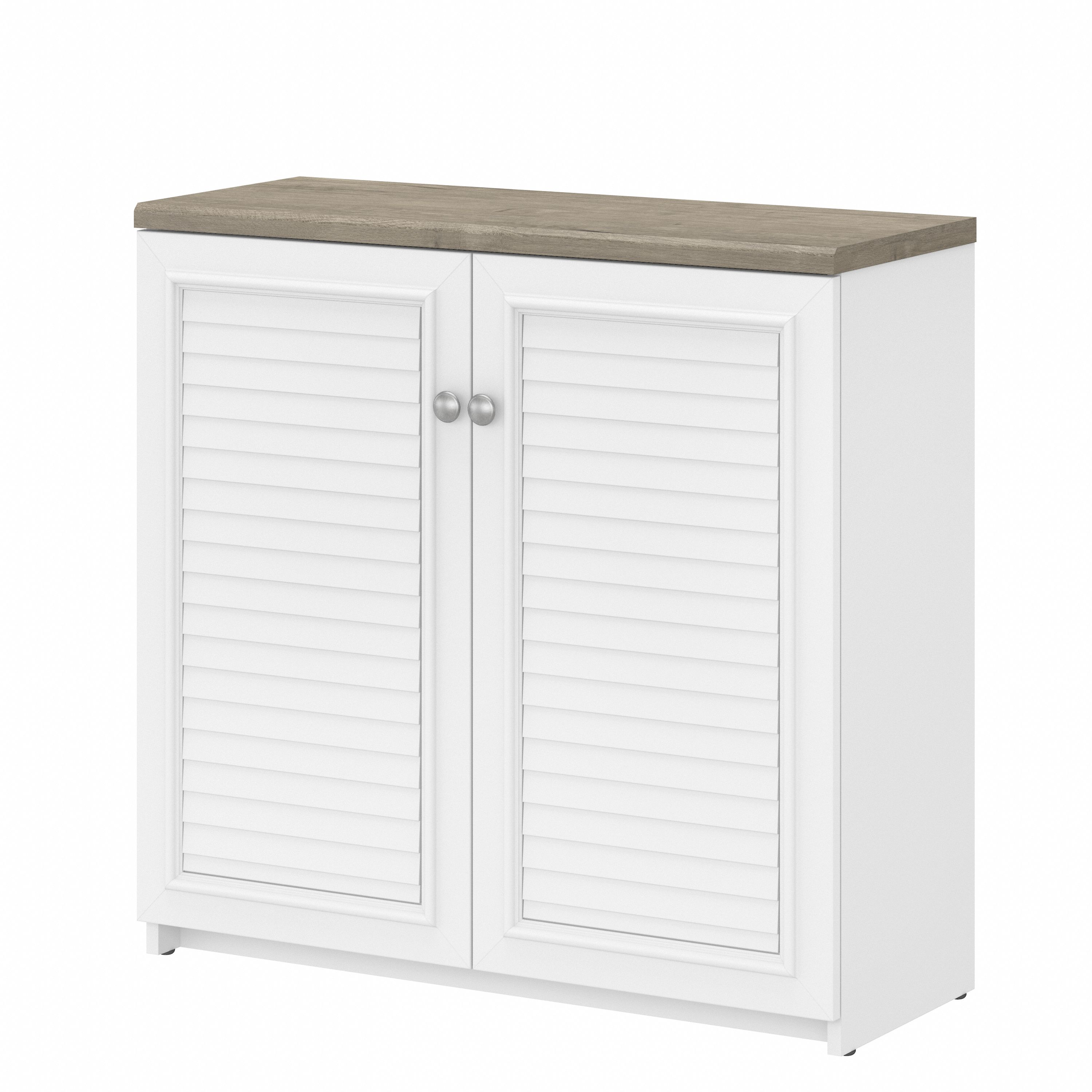 Shop Bush Furniture Fairview Small Storage Cabinet with Doors and Shelves 02 WC53696-03 #color_shiplap gray/pure white