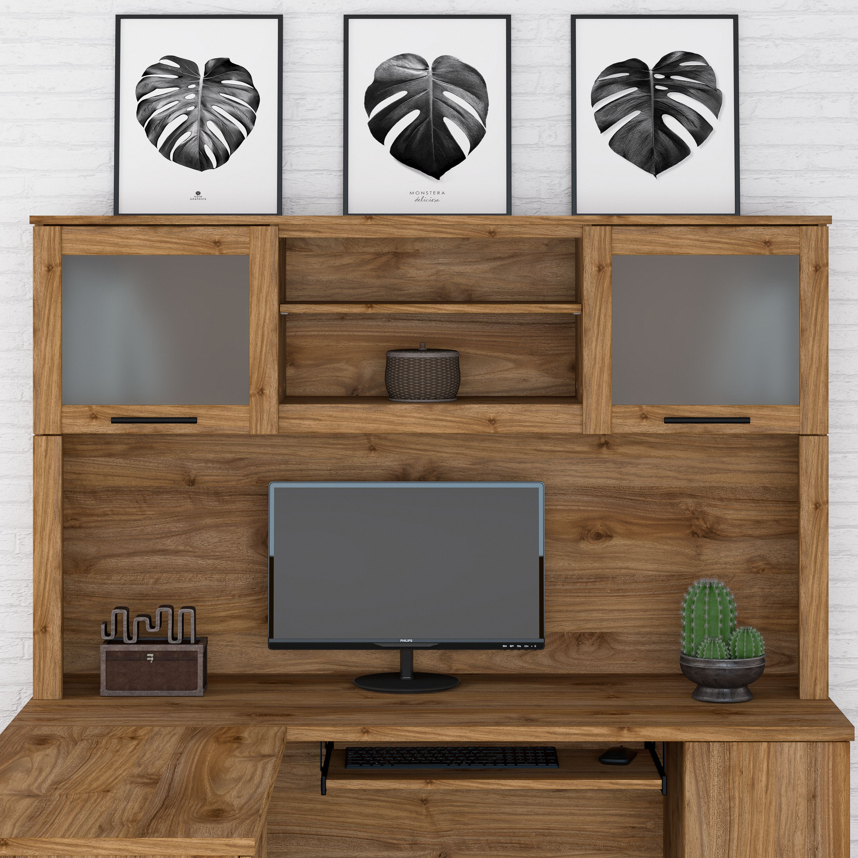 Shop Bush Furniture Somerset 60W Desk Hutch 01 WC81331 #color_fresh walnut