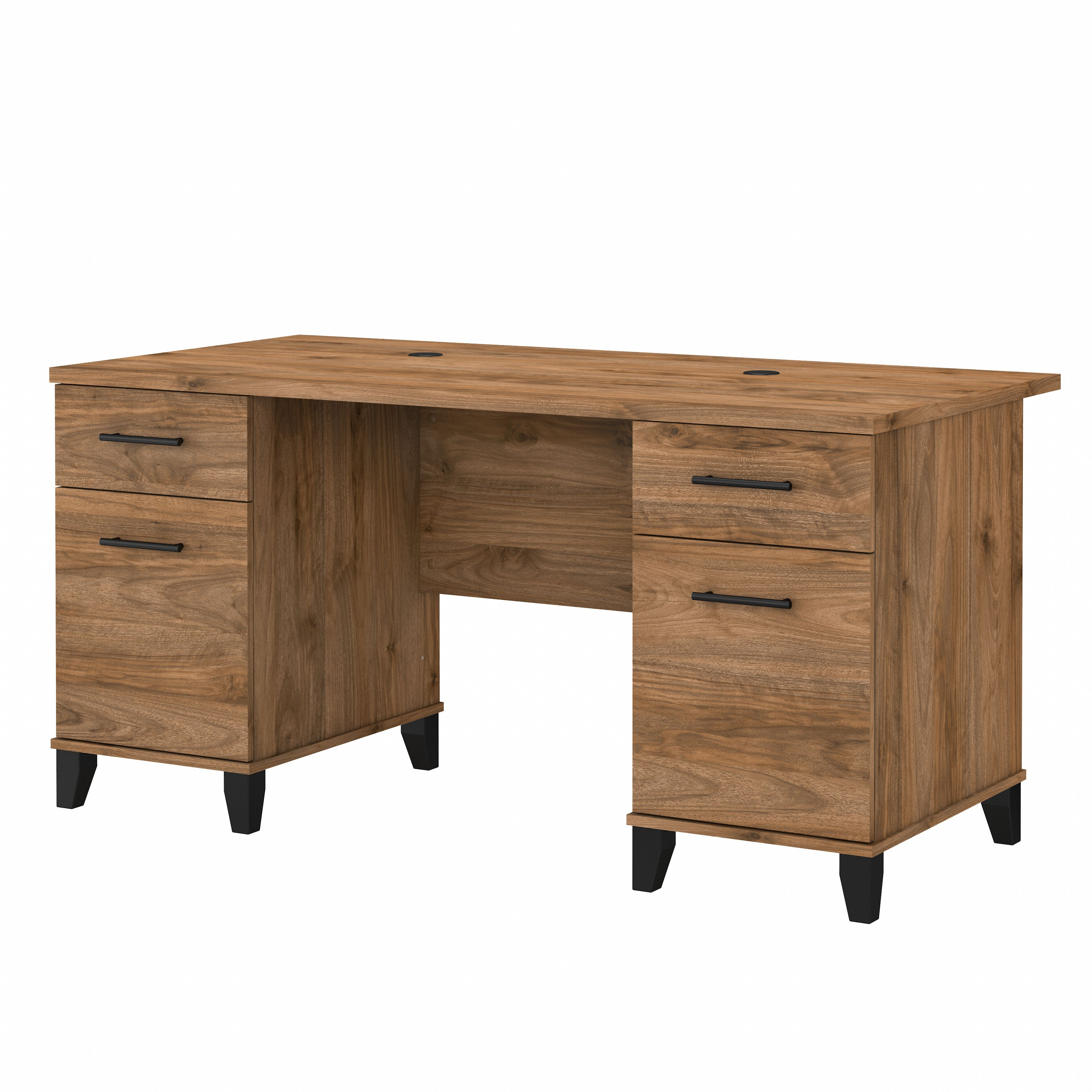 Shop Bush Furniture Somerset 60W Office Desk with Drawers 02 WC81328K #color_fresh walnut