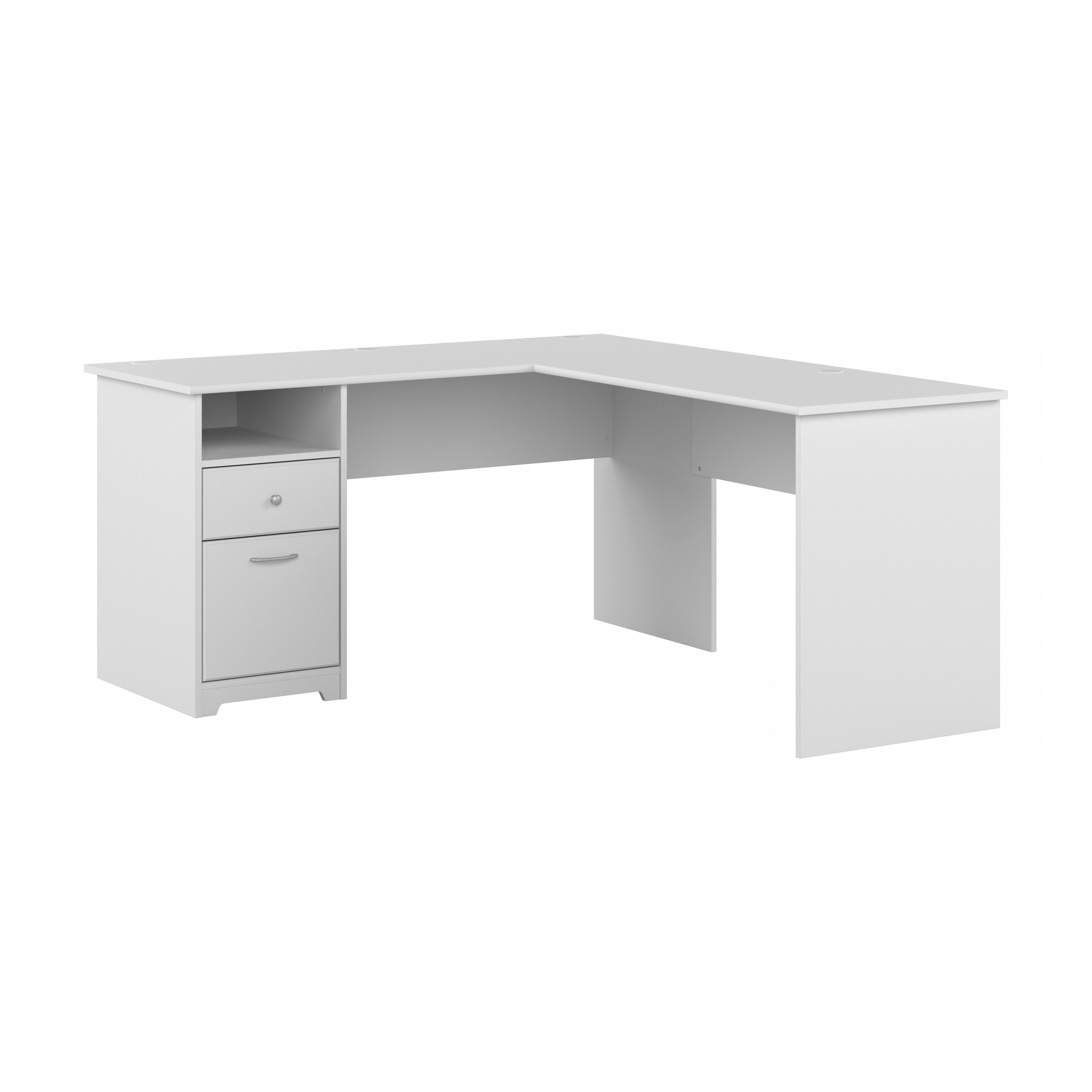Shop Bush Furniture Cabot 60W L Shaped Computer Desk with Drawers 02 CAB044WHN #color_white