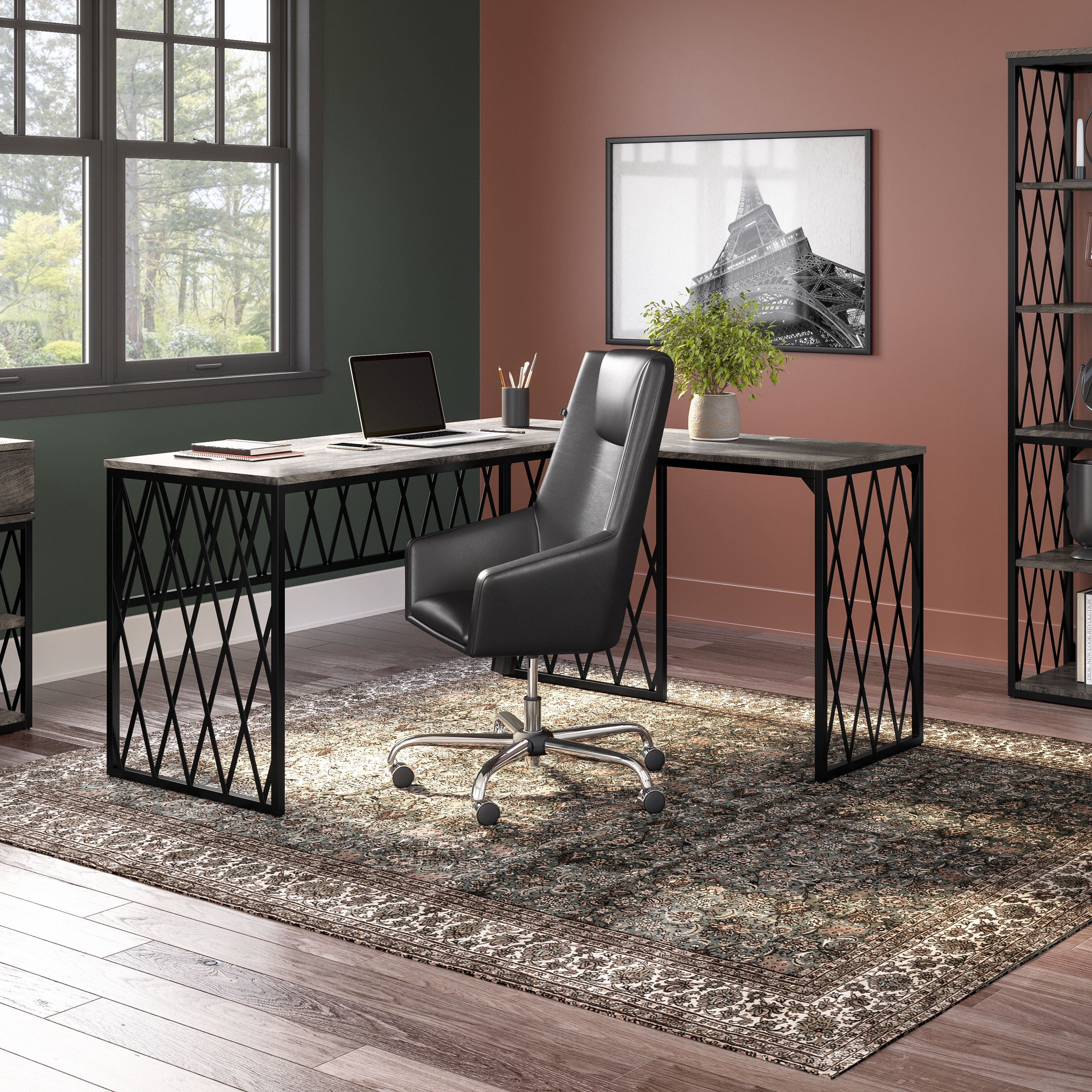 Shop Bush Furniture City Park 60W Industrial L Shaped Desk 01 CPK001GH #color_dark gray hickory