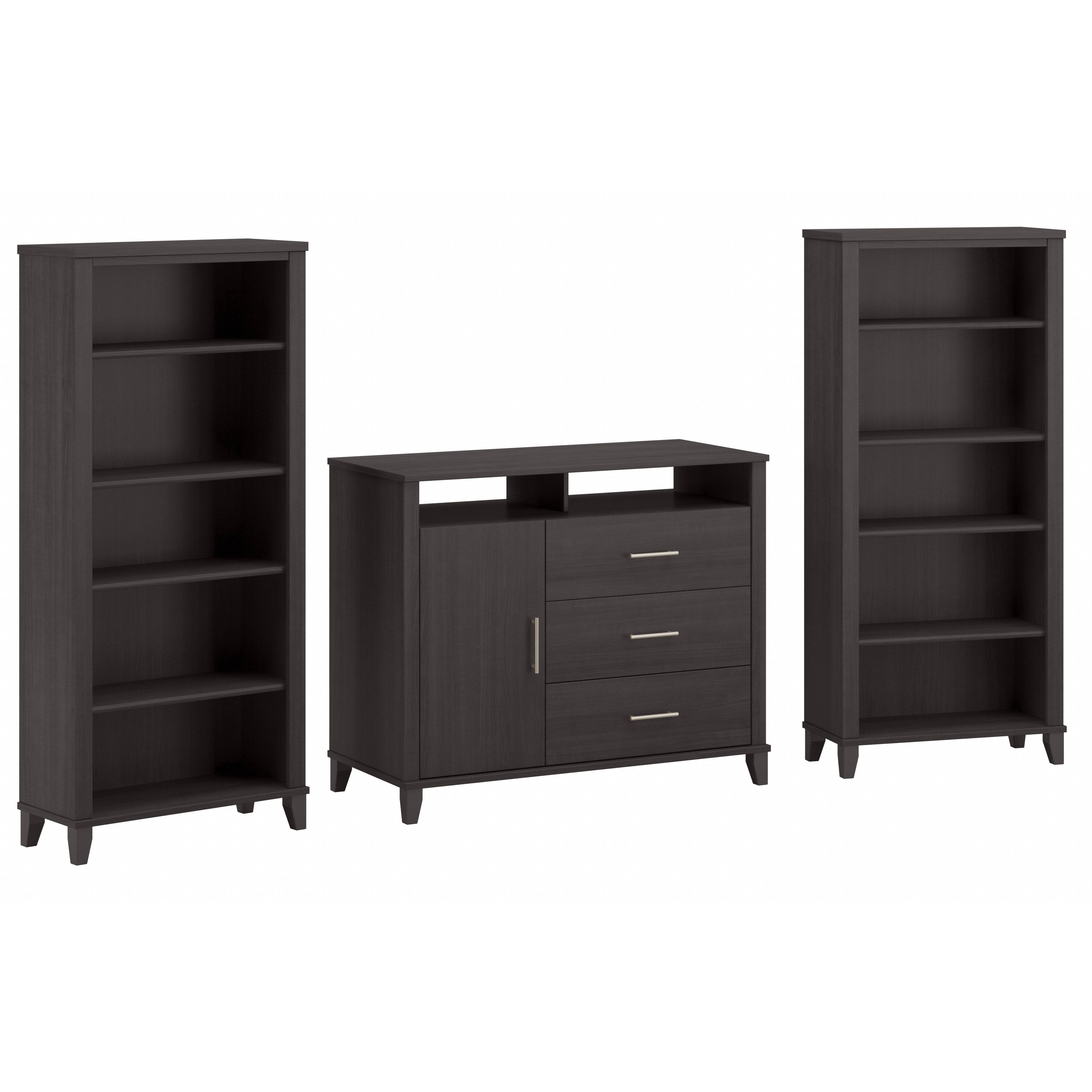 Shop Bush Furniture Somerset Office Storage Credenza with Bookcases 02 SET040SG #color_storm gray