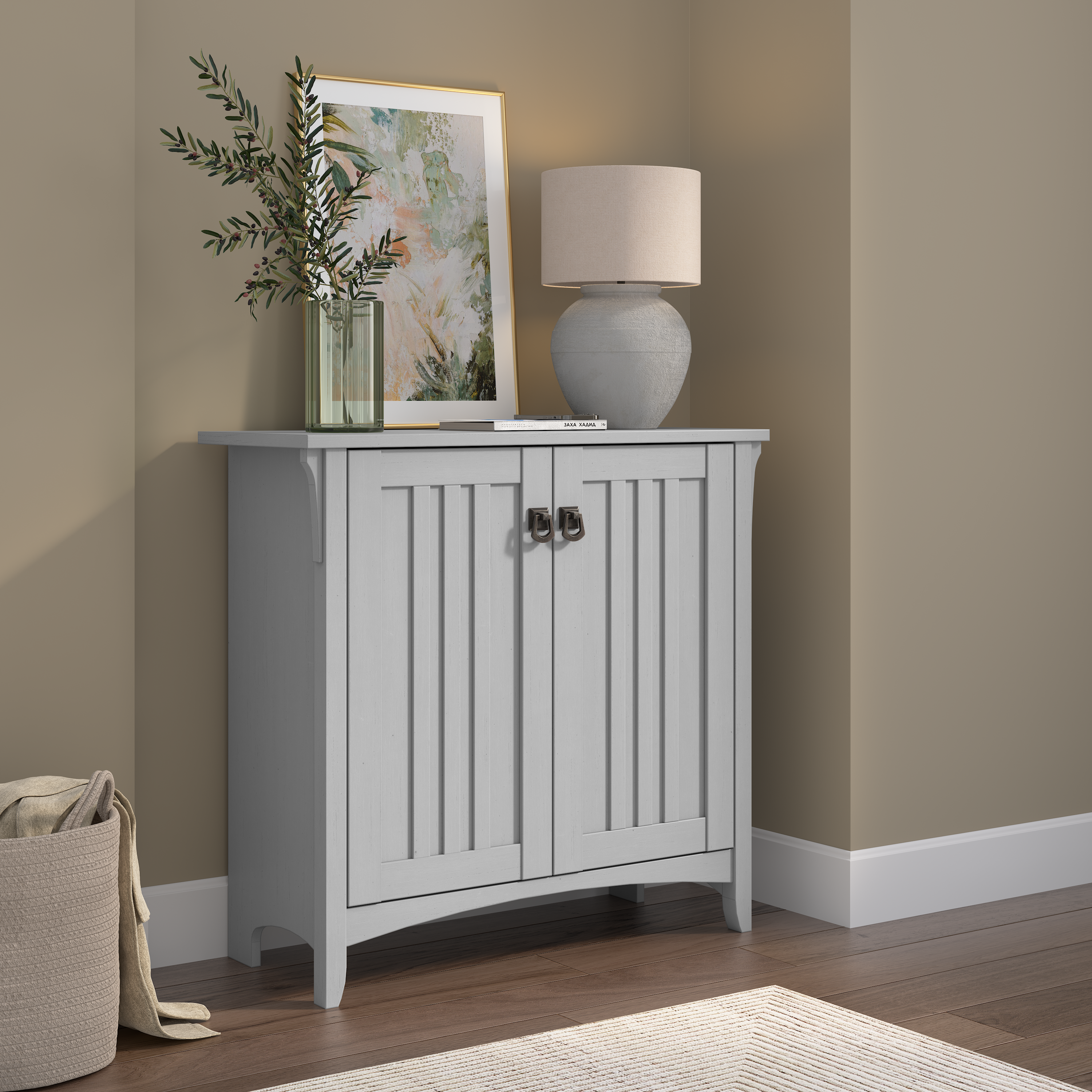 Shop Bush Furniture Salinas Small Storage Cabinet with Doors and Shelves 01 SAS632CG-03 #color_cape cod gray