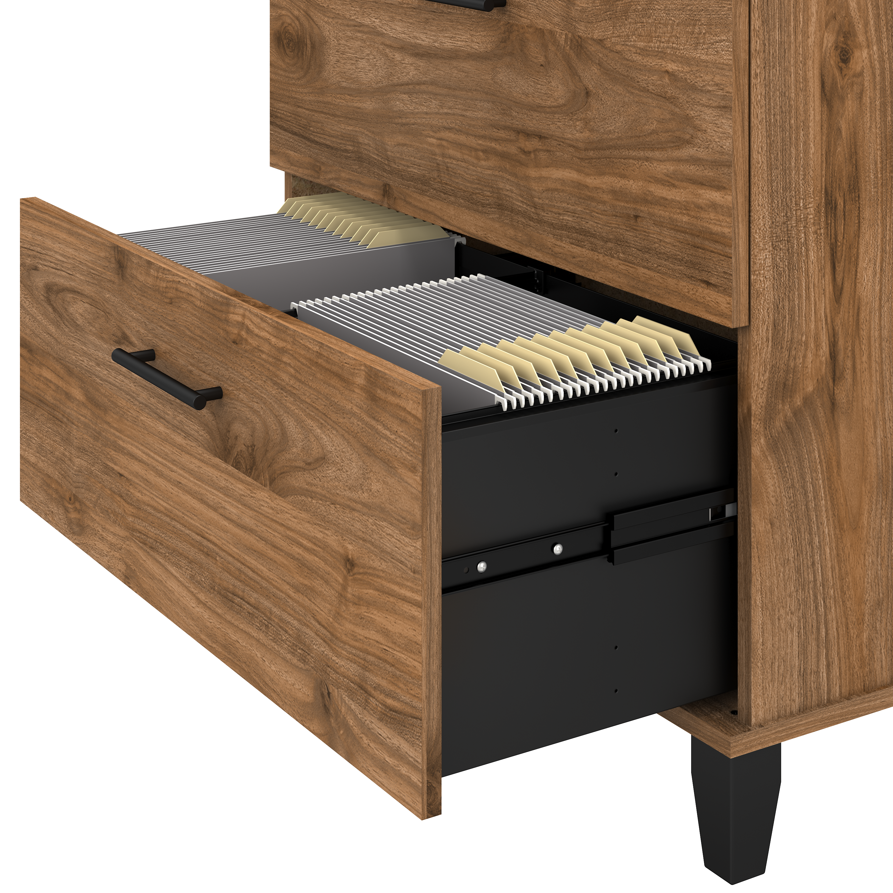 Shop Bush Furniture Somerset 60W Office Desk with Lateral File Cabinet and 5 Shelf Bookcase 04 SET013FW #color_fresh walnut