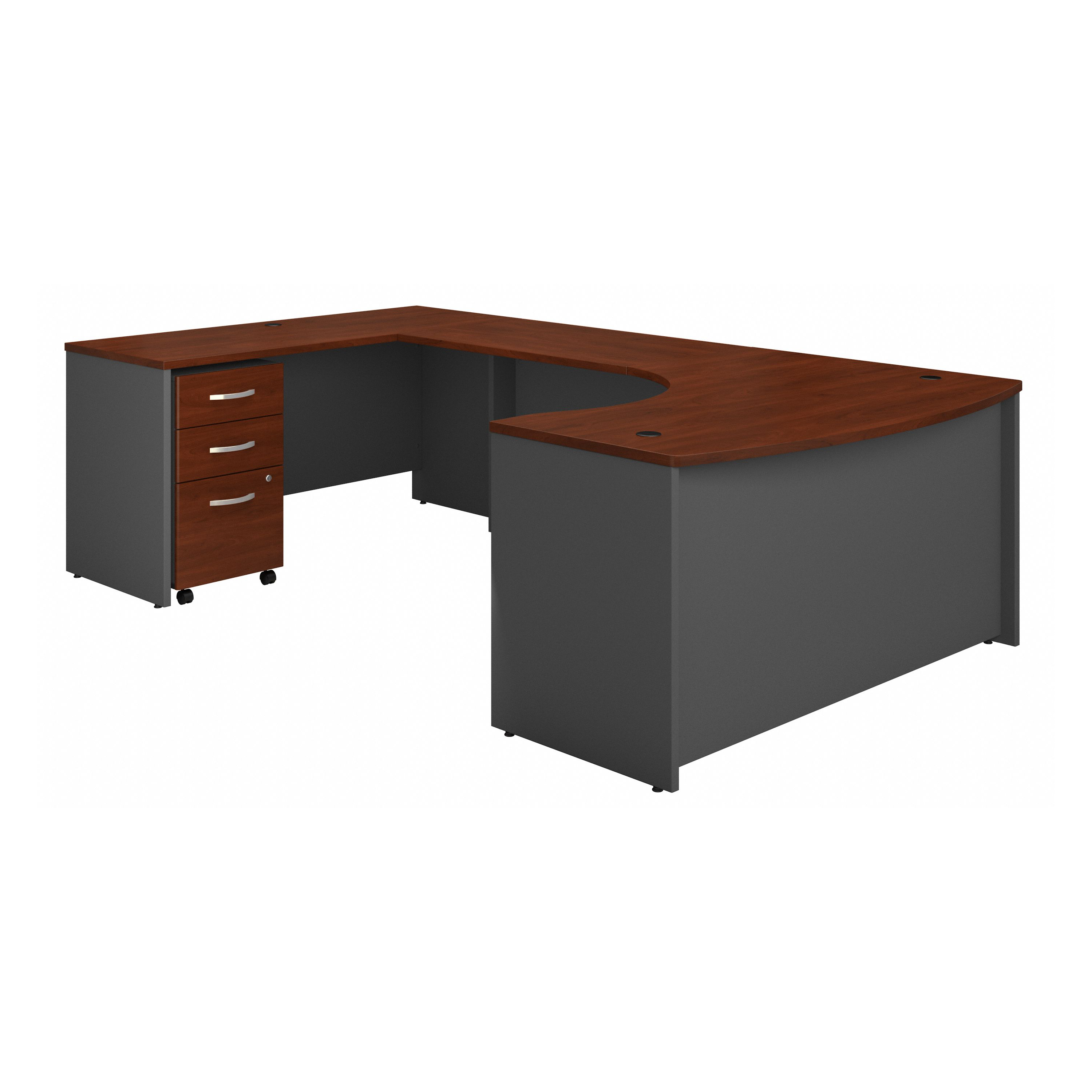 Shop Bush Business Furniture Series C 60W Left Handed Bow Front U Shaped Desk with Mobile File Cabinet 02 SRC090HCSU #color_hansen cherry/graphite gray