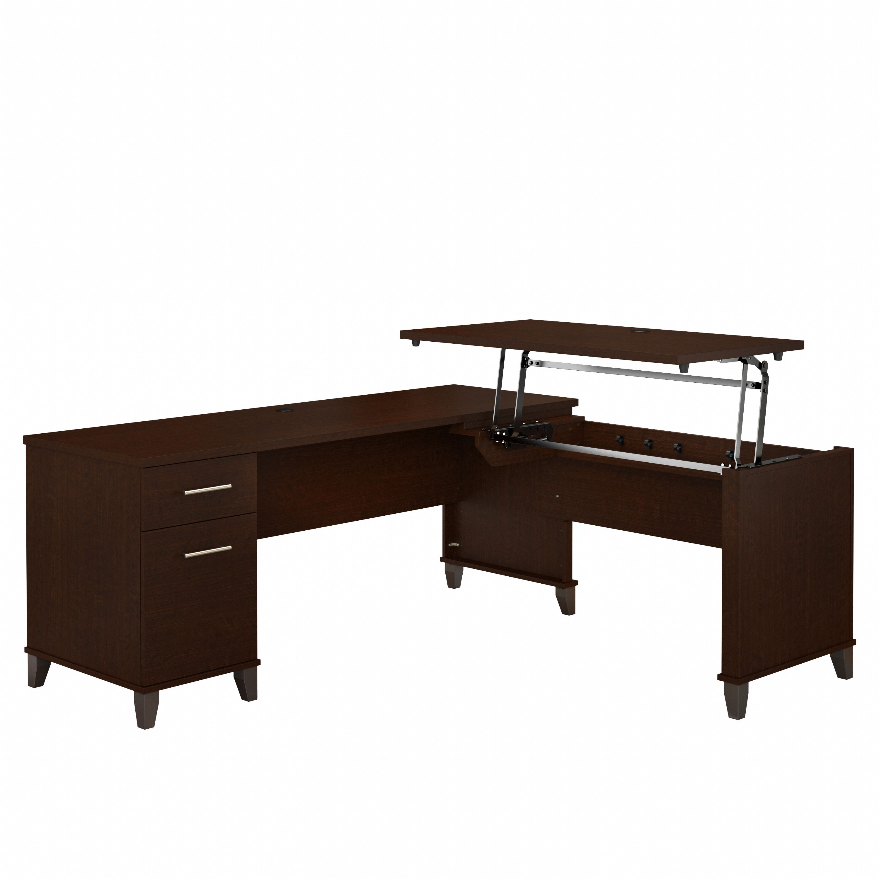 Shop Bush Furniture Somerset 72W 3 Position Sit to Stand L Shaped Desk 02 SET014MR #color_mocha cherry