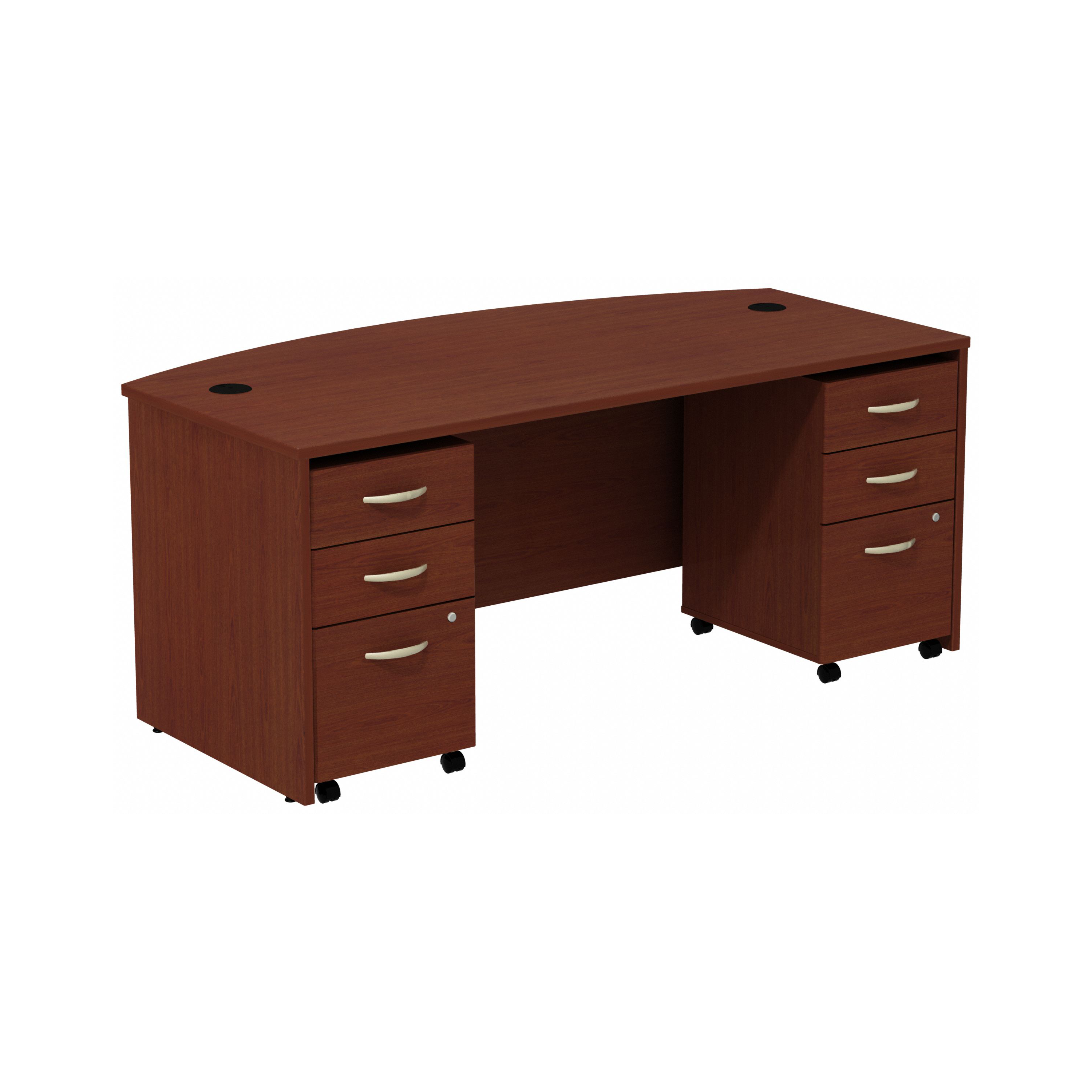 Shop Bush Business Furniture Series C Bow Front Desk with (2) 3 Drawer Mobile Pedestals 02 SRC013MASU #color_mahogany