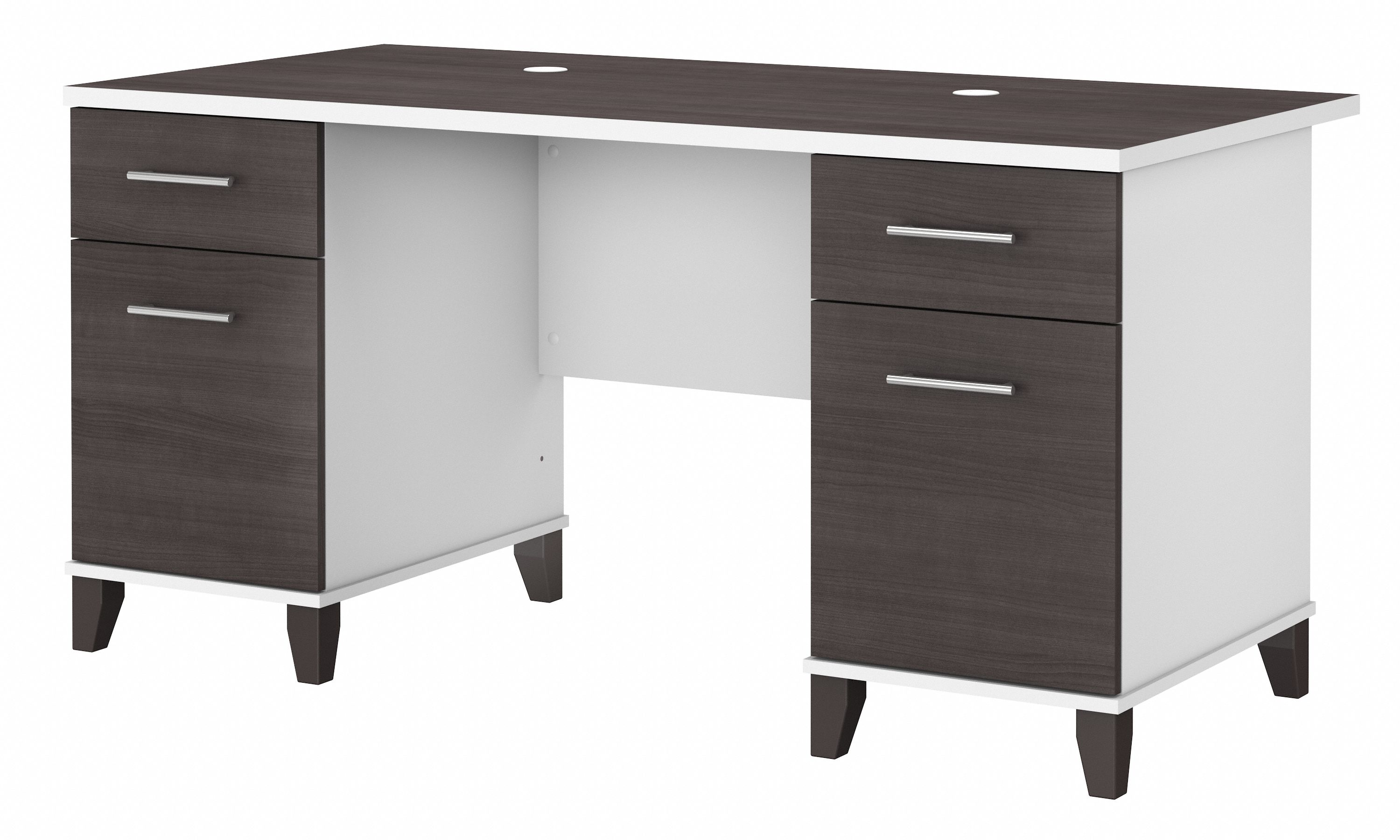 Shop Bush Furniture Somerset 60W Office Desk with Drawers 02 WC81028K #color_storm gray/white