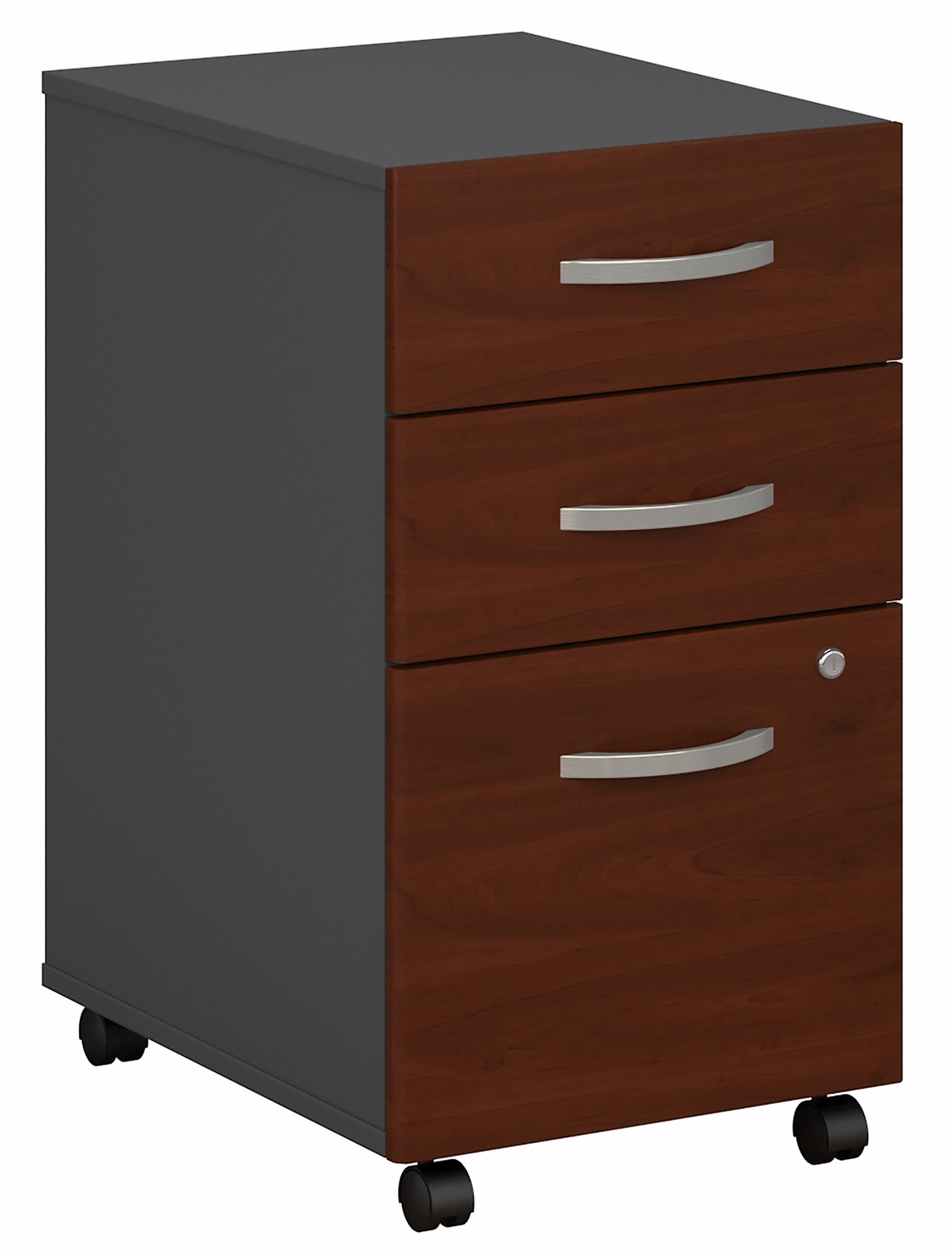 Shop Bush Business Furniture Series C 3 Drawer Mobile File Cabinet 02 WC24453 #color_hansen cherry/graphite gray